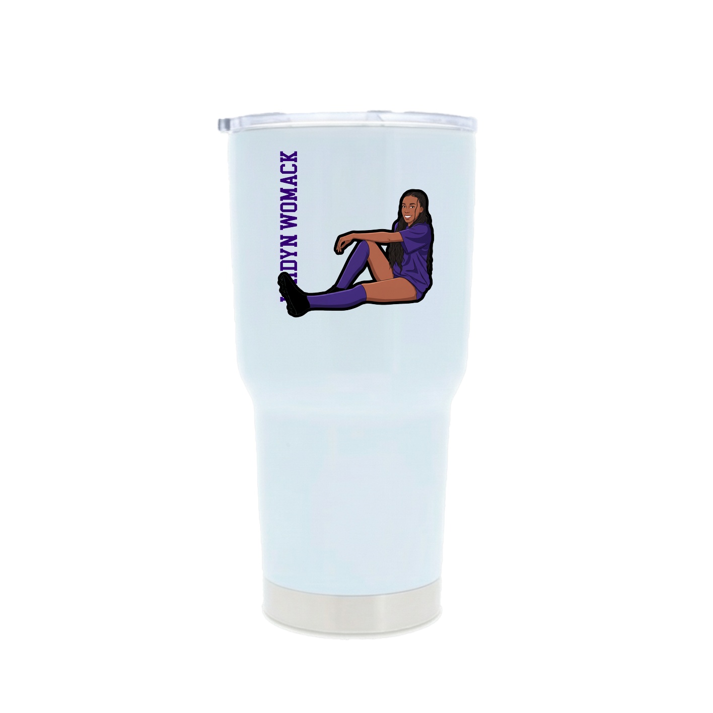 30oz Stainless Steel Tumbler — Name Vertical in White