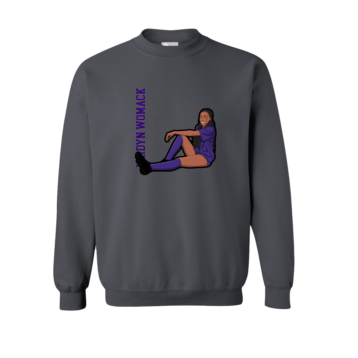 Fleece Crew — Name Vertical in Grey