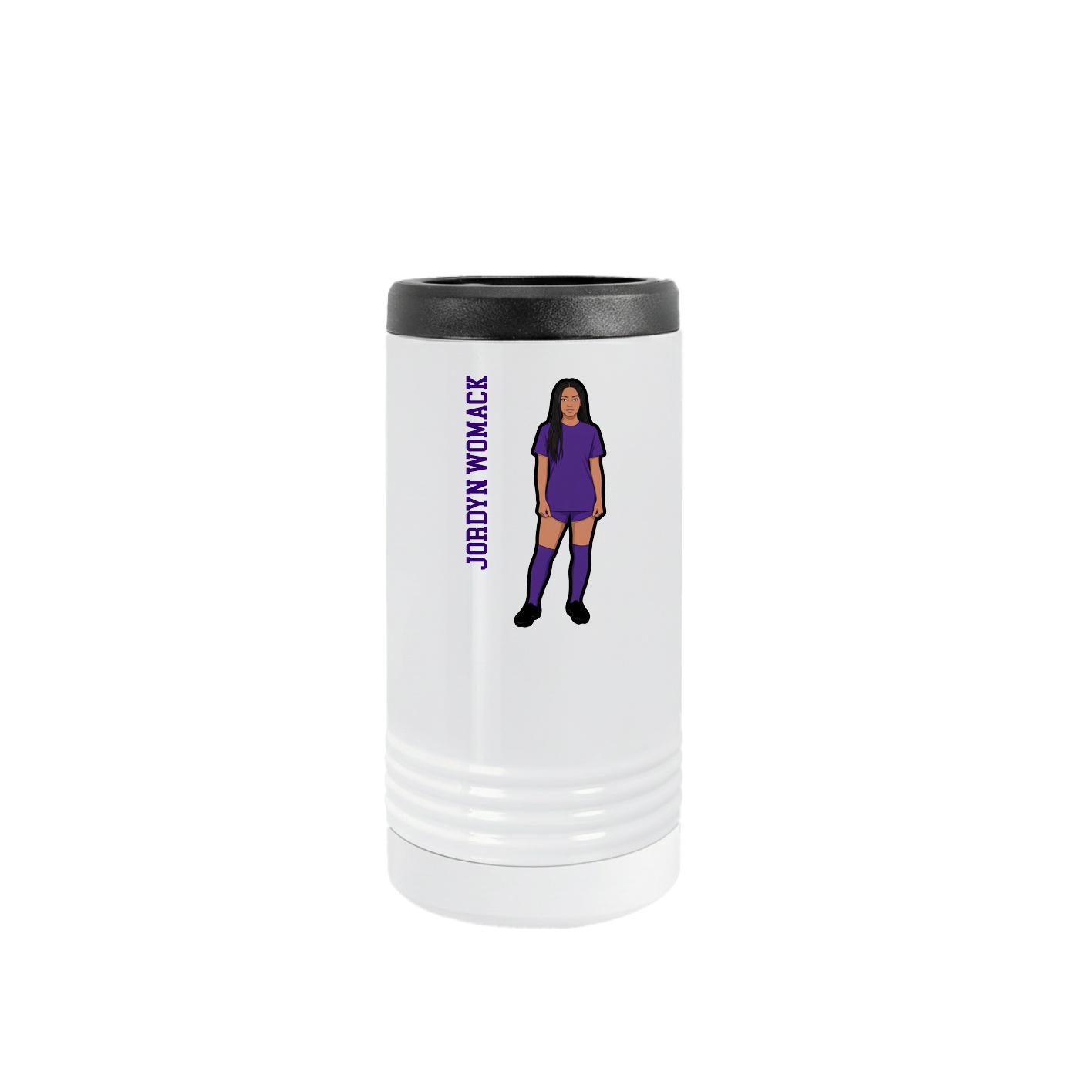 Slim Beverage Holder — Name Vertical in White