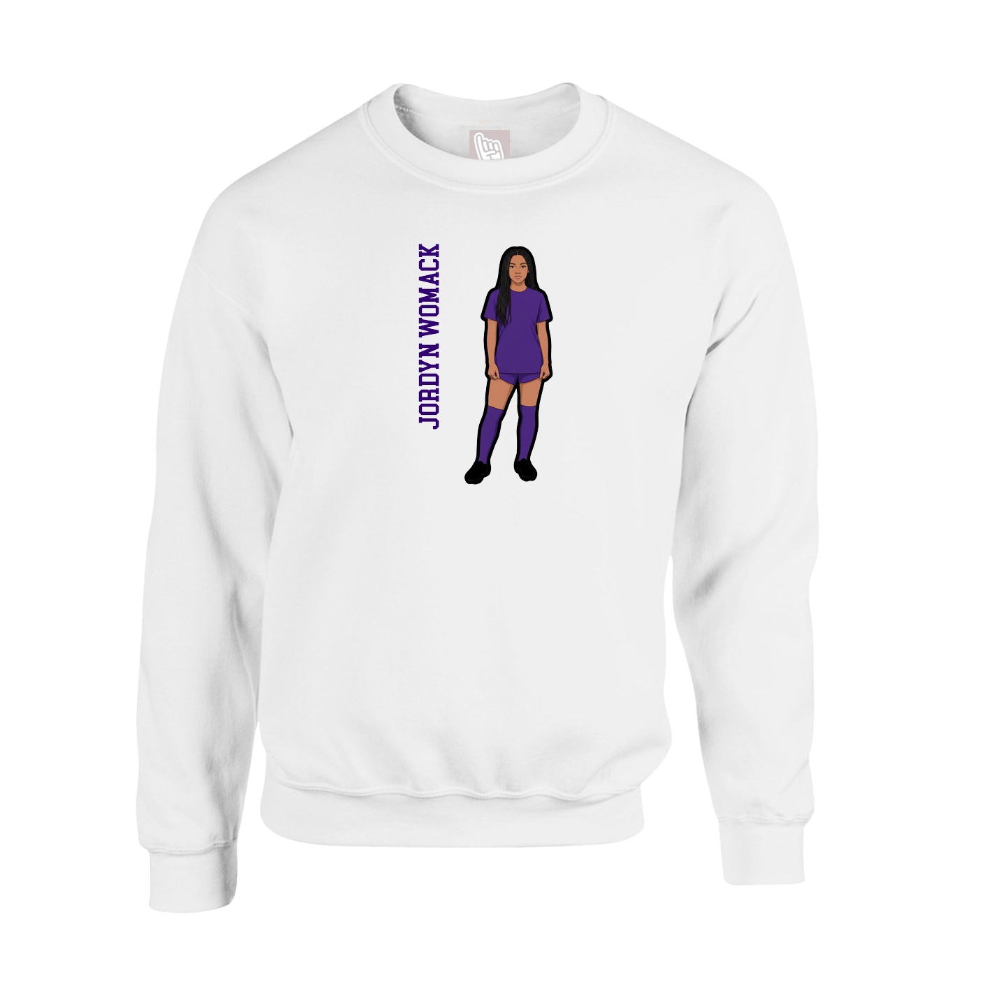 Fleece Crew — Name Vertical in White