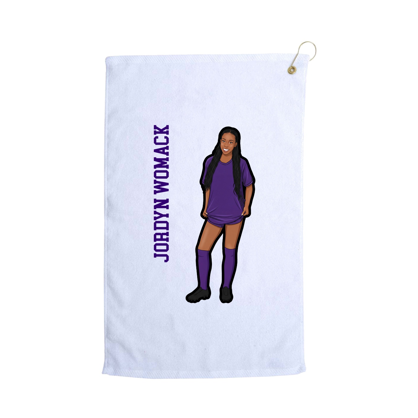 Golf Towel — Name Vertical in White