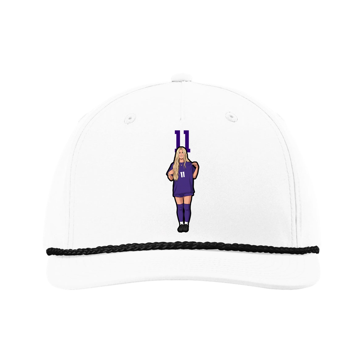 Five-Panel Classic Rope Cap — Number Top in White