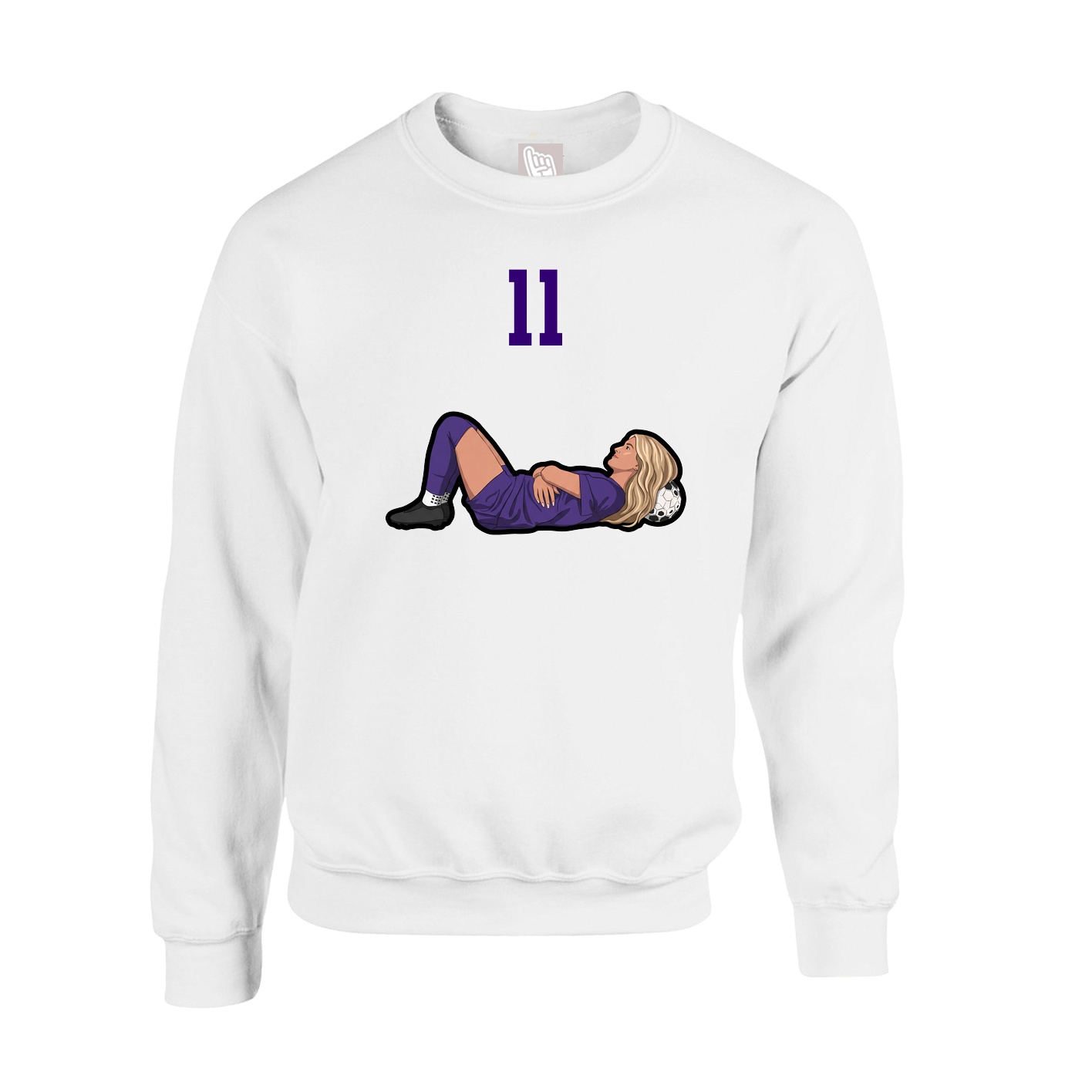 Fleece Crew — Number Top in White
