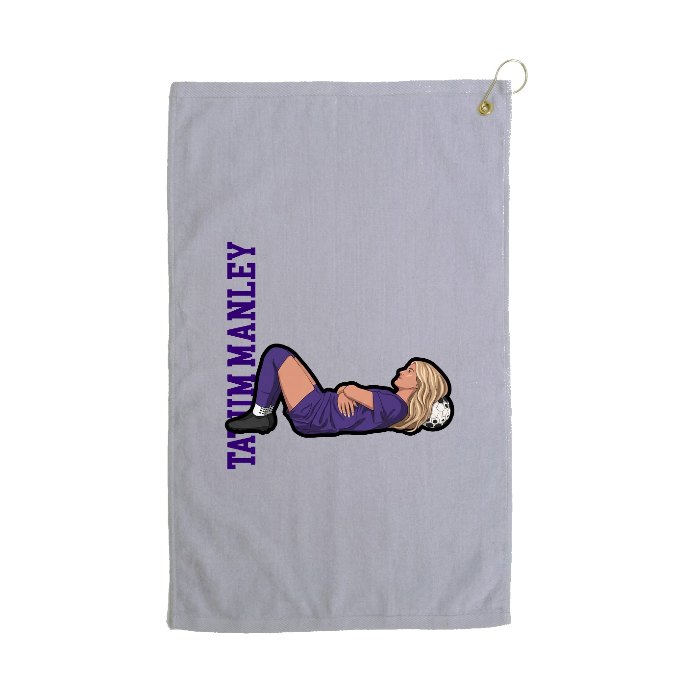 Golf Towel — Name Vertical in Grey