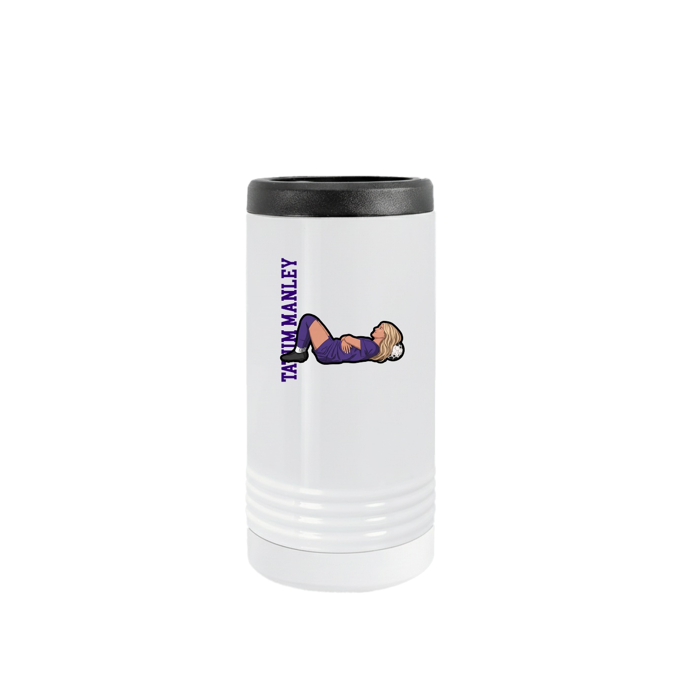 Slim Beverage Holder — Name Vertical in White