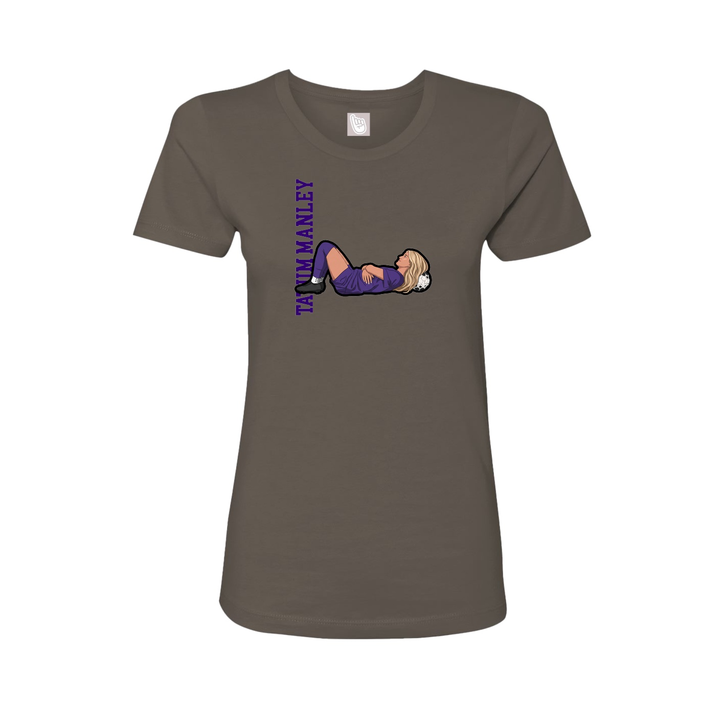 Fitted Women's Tee — Name Vertical in Grey