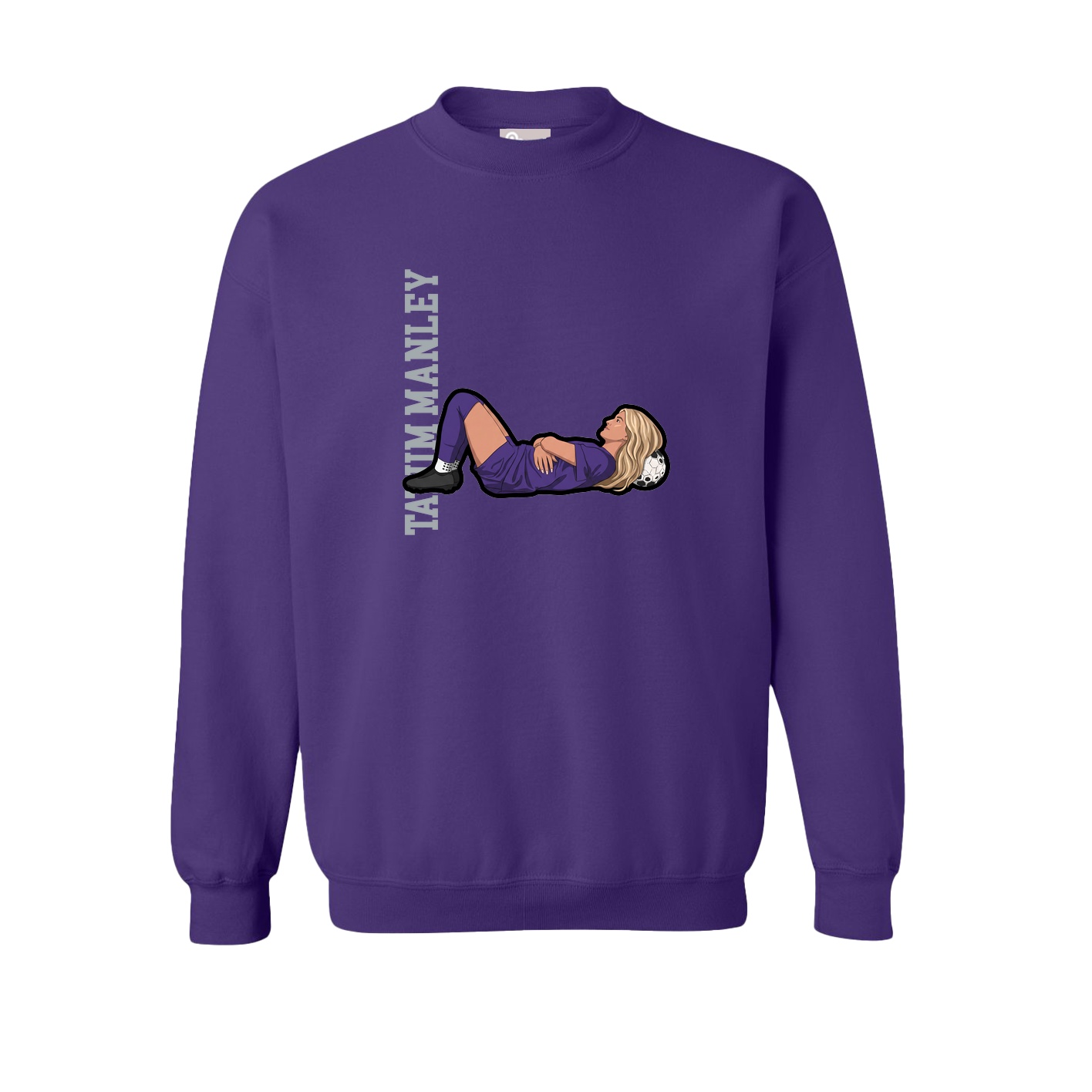 Fleece Crew — Name Vertical in Purple
