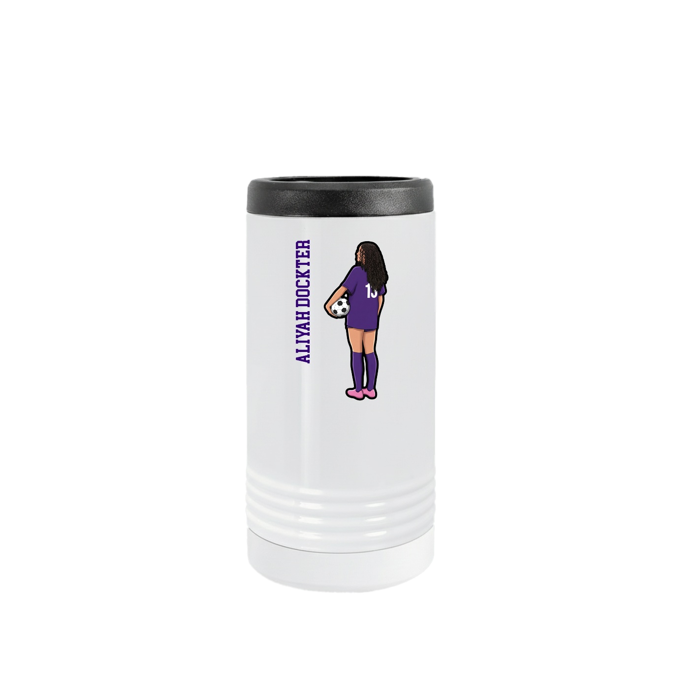 Slim Beverage Holder — Name Vertical in White