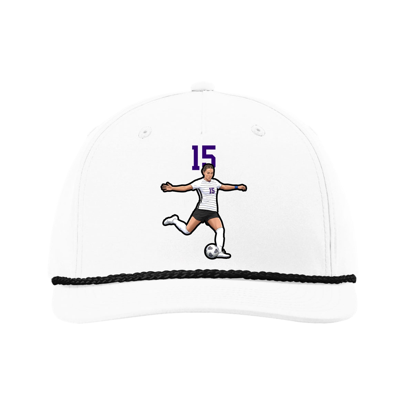 Five-Panel Classic Rope Cap — Number Top in White