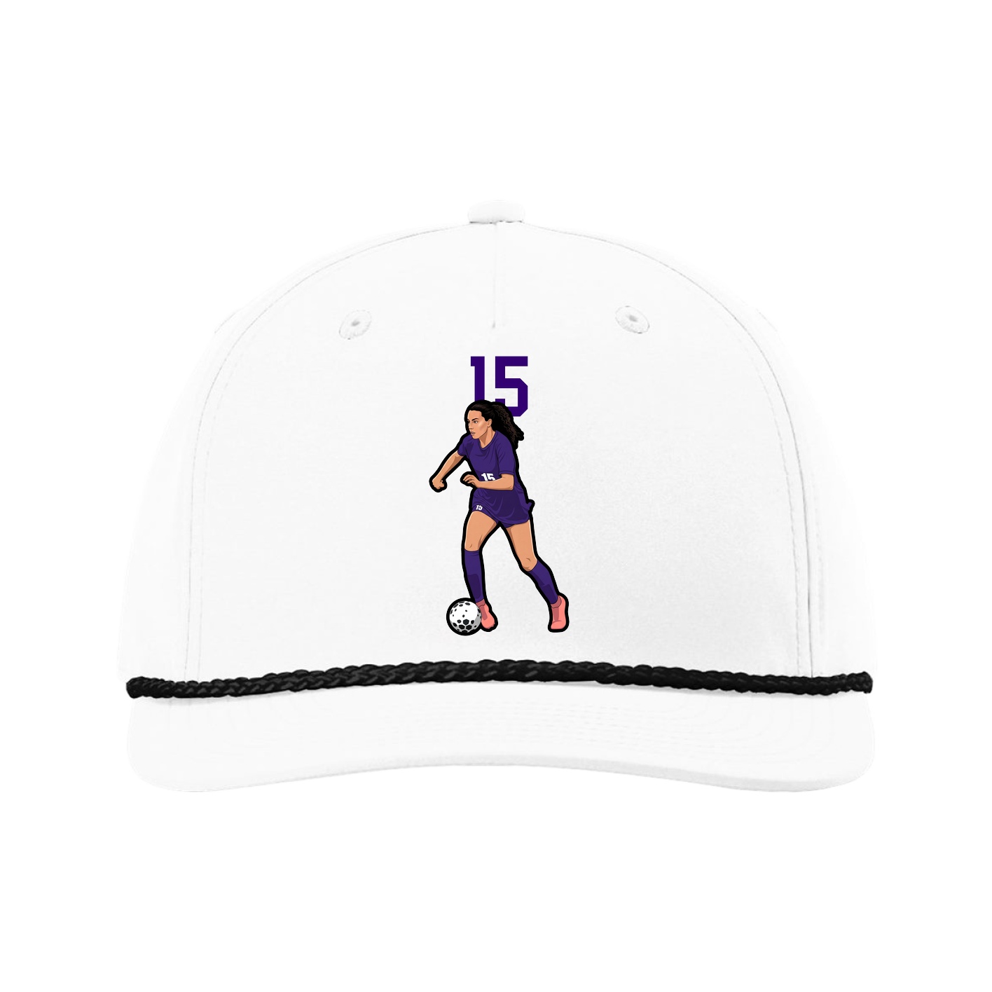 Five-Panel Classic Rope Cap — Number Top in White