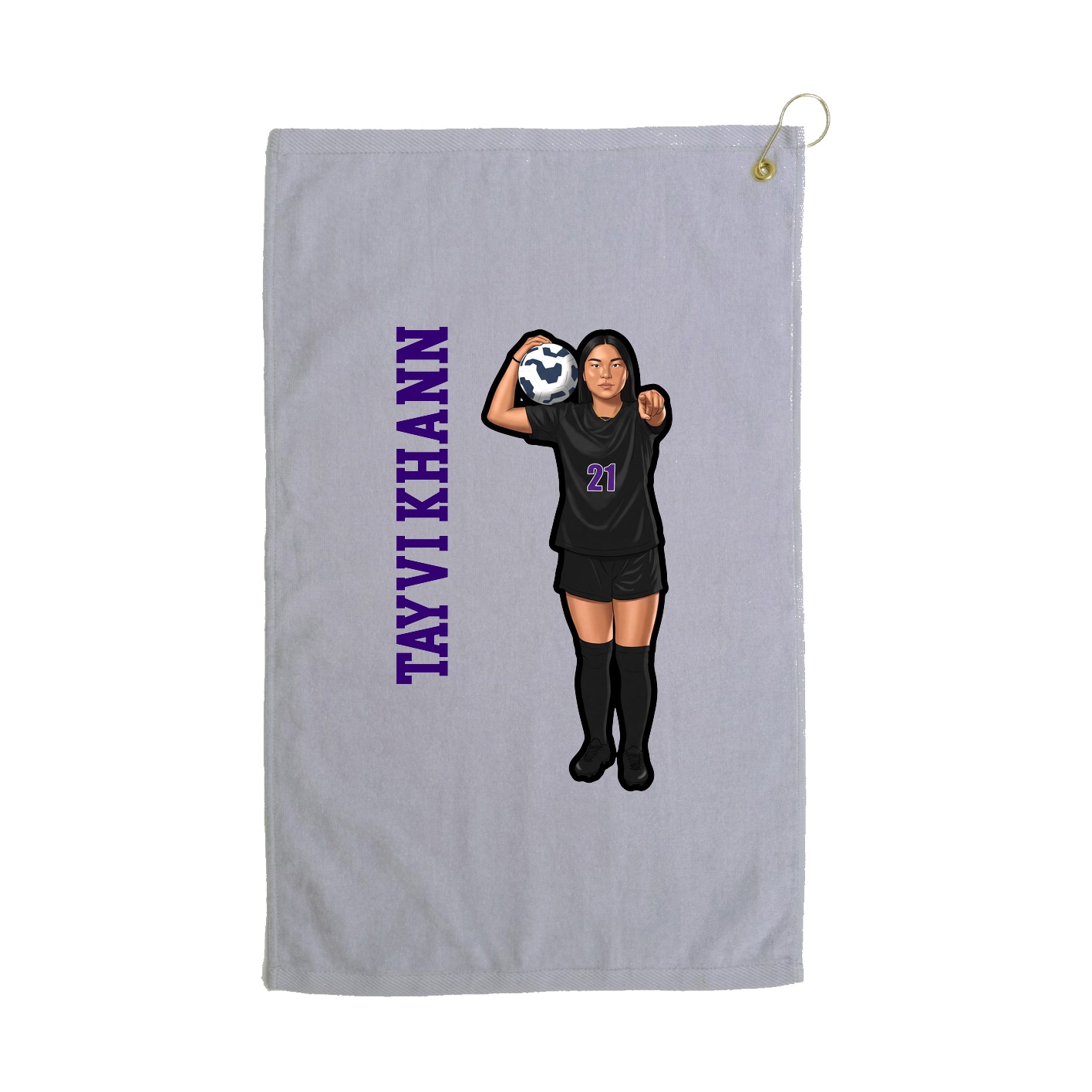 Golf Towel — Name Vertical in Grey