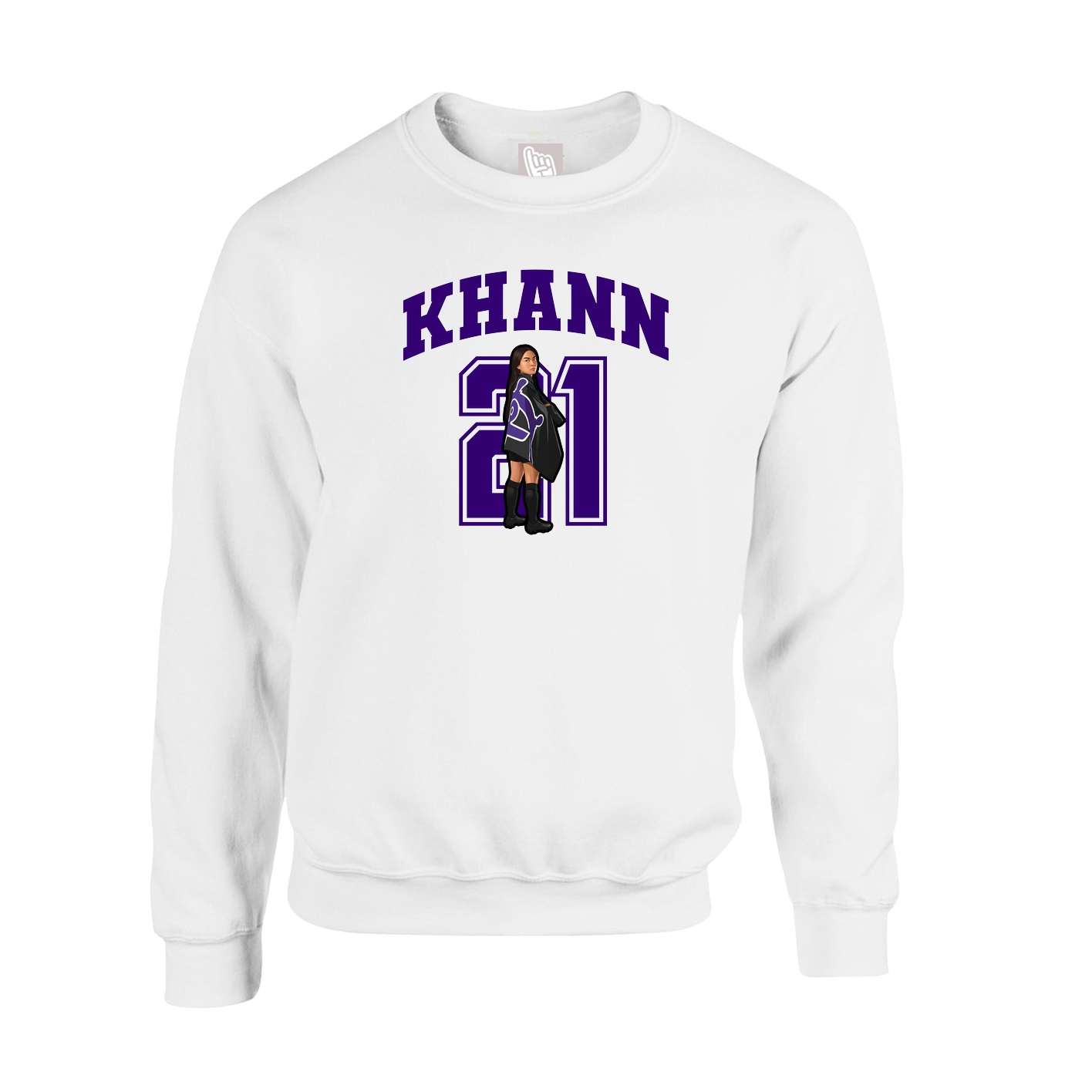 Fleece Crew — Number in White