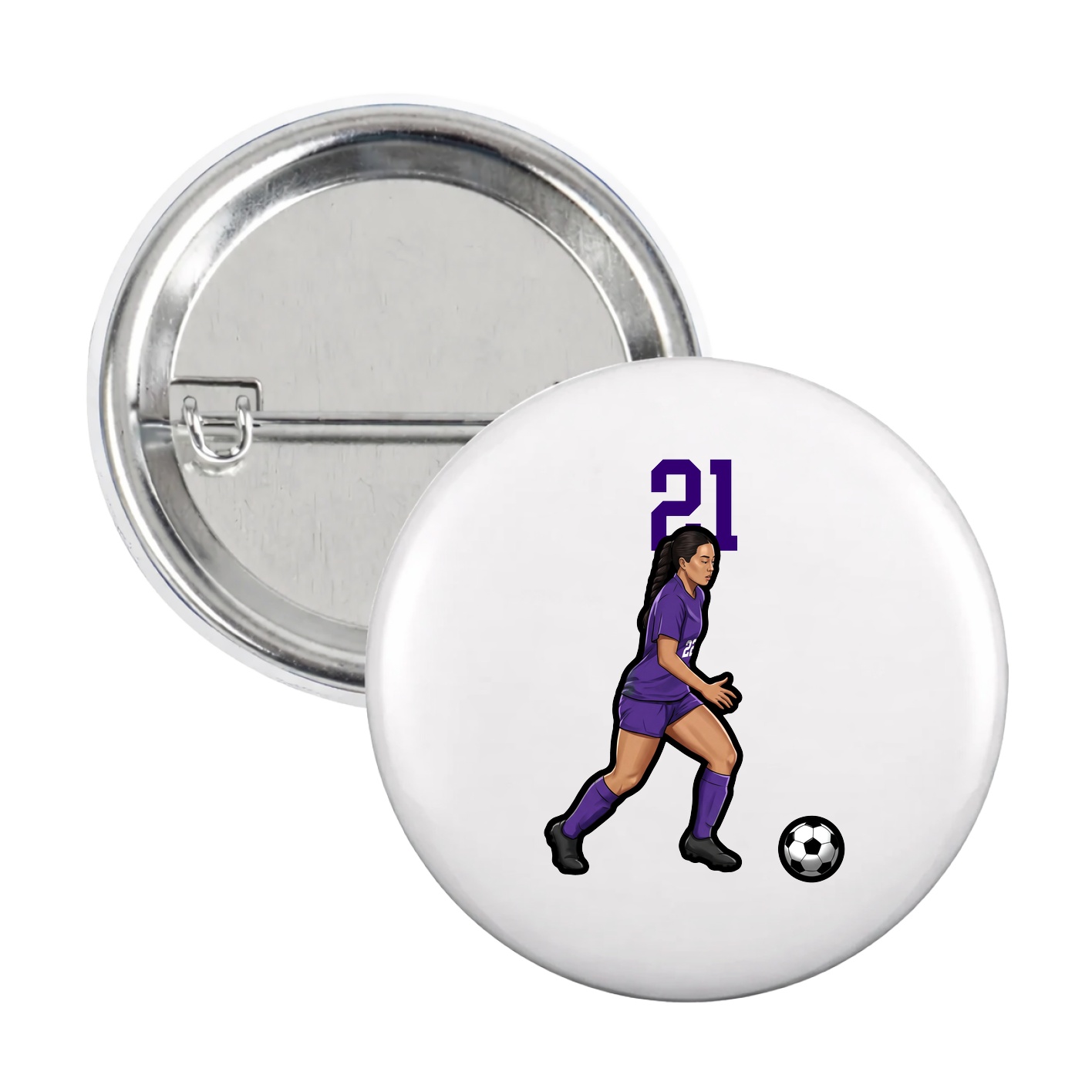 Game Day Button — Number Top in White