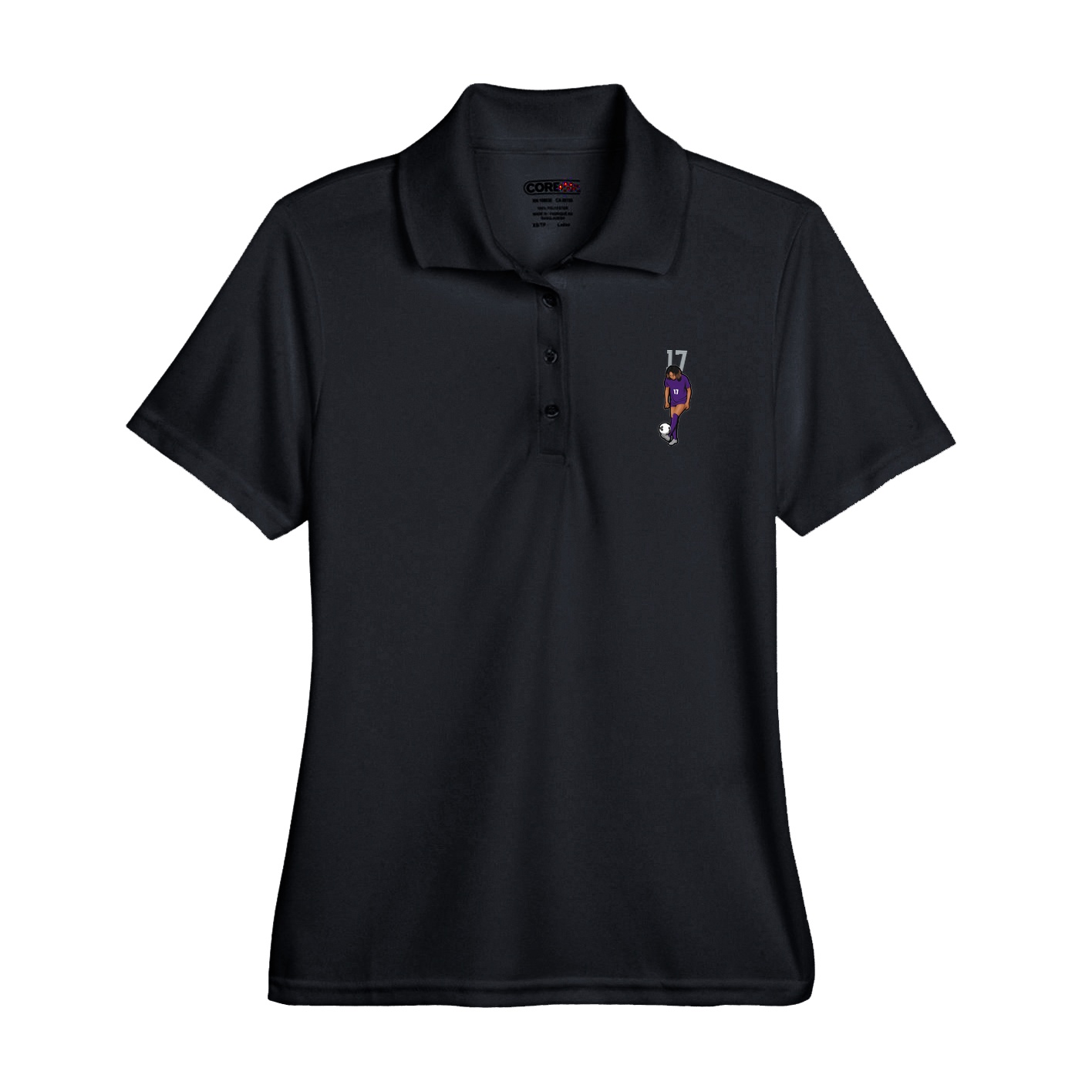 Womens Performance Polo — Number Top in Black