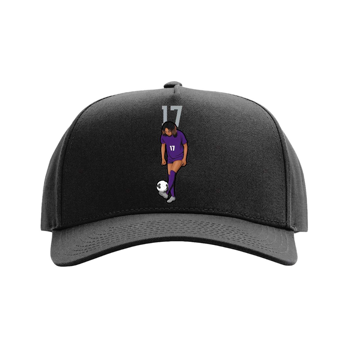 Full Fabric Five-Panel Champ Cap — Number Top in Black