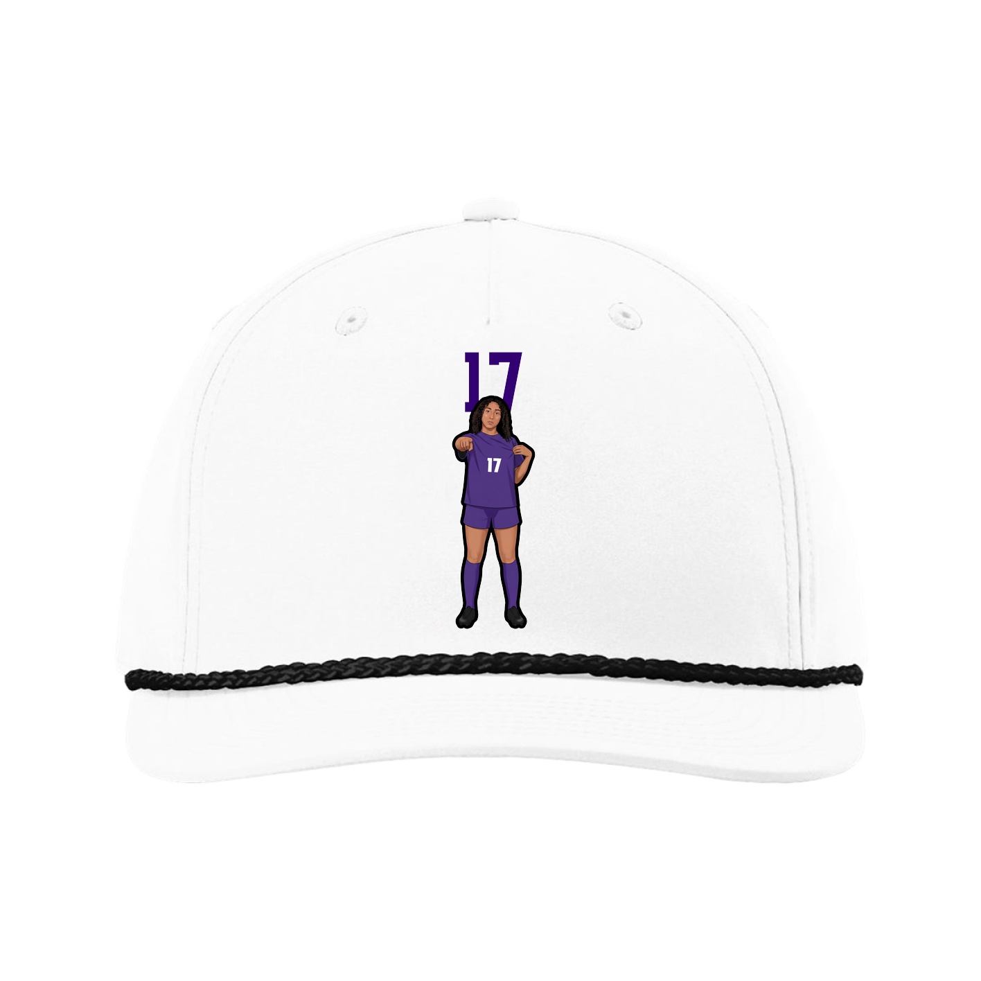 Five-Panel Classic Rope Cap — Number Top in White