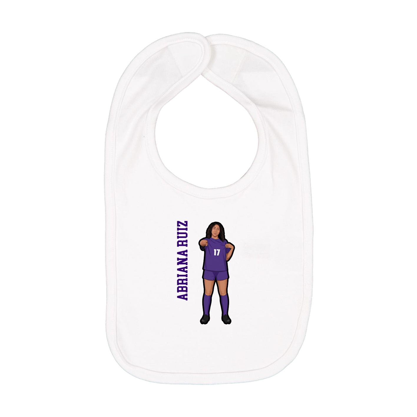 Infant Bib — Name Vertical in White