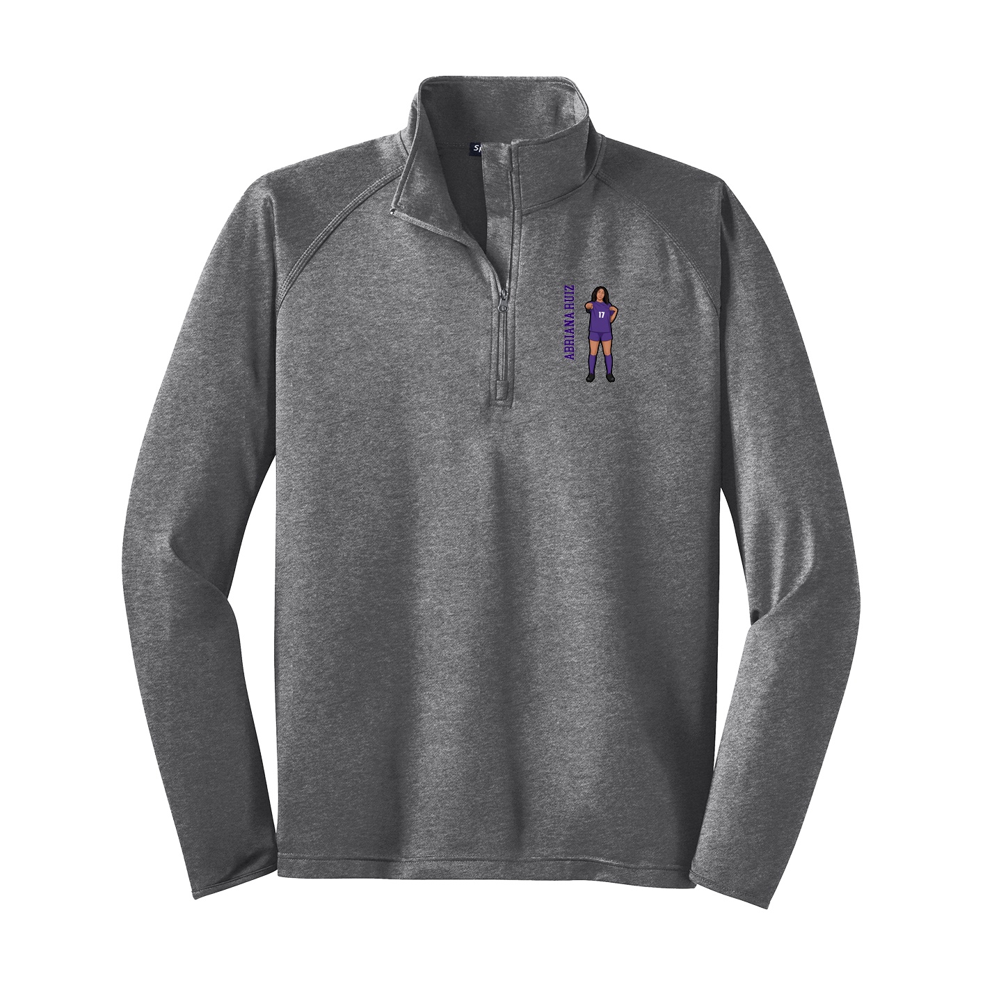 Q-Zip Pullover — Name Vertical in Grey