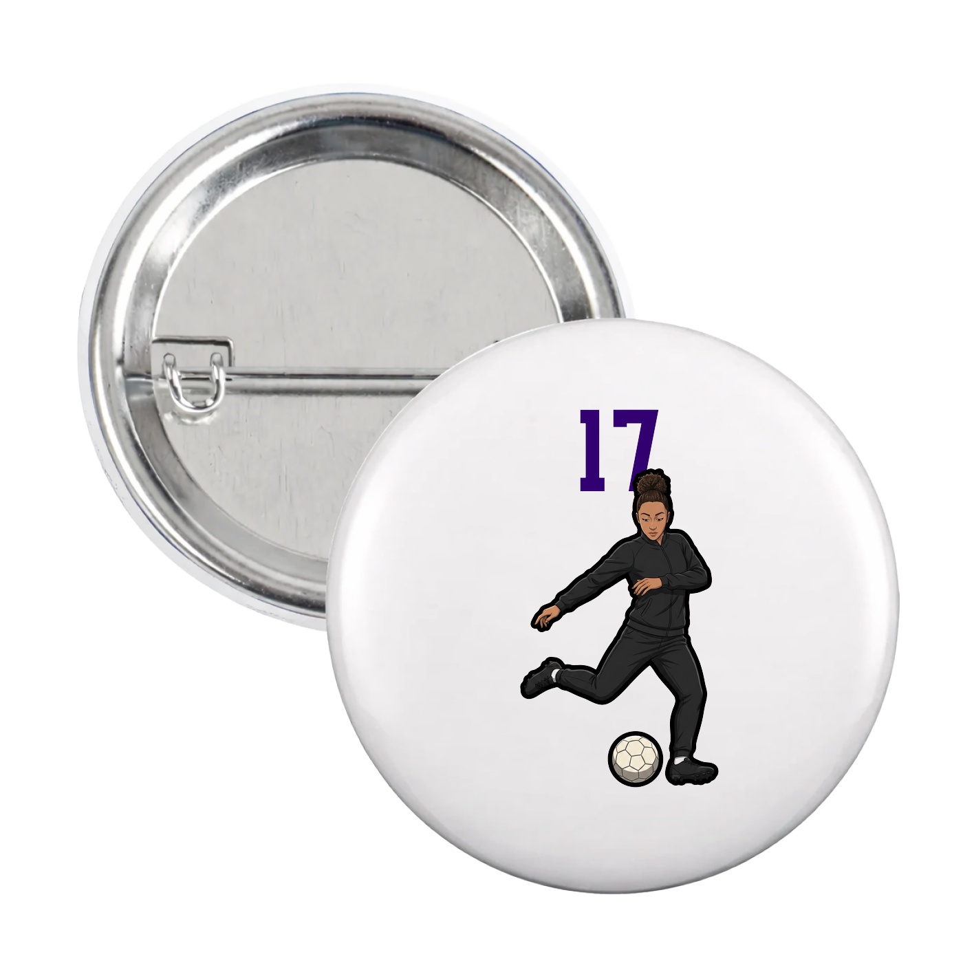 Game Day Button — Number Top in White