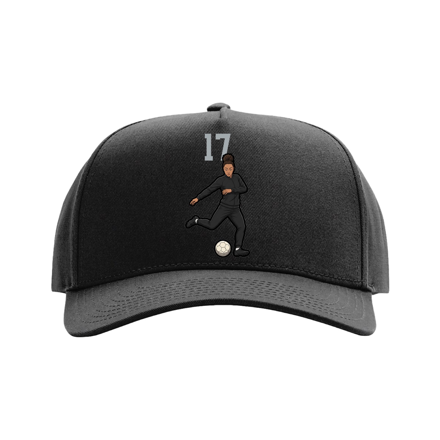 Full Fabric Five-Panel Champ Cap — Number Top in Black