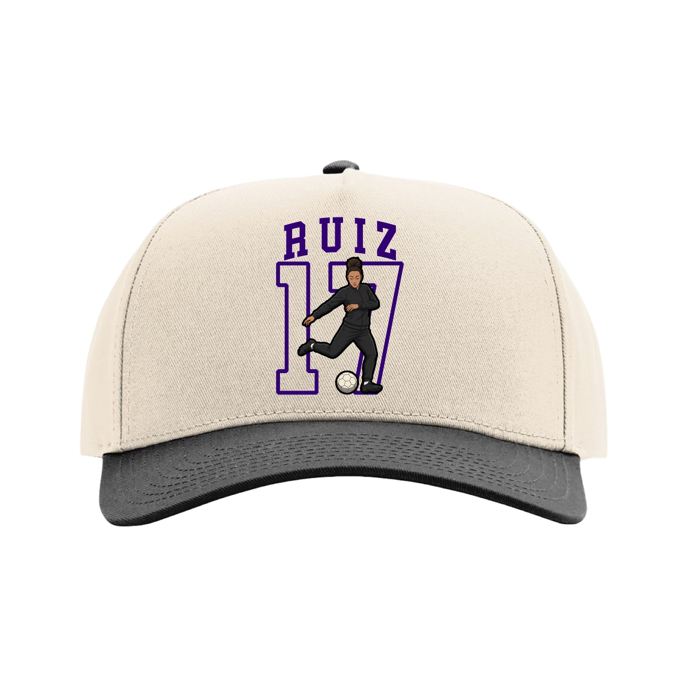 Full Fabric Five-Panel Champ Cap — Shirsey in Cream/Black