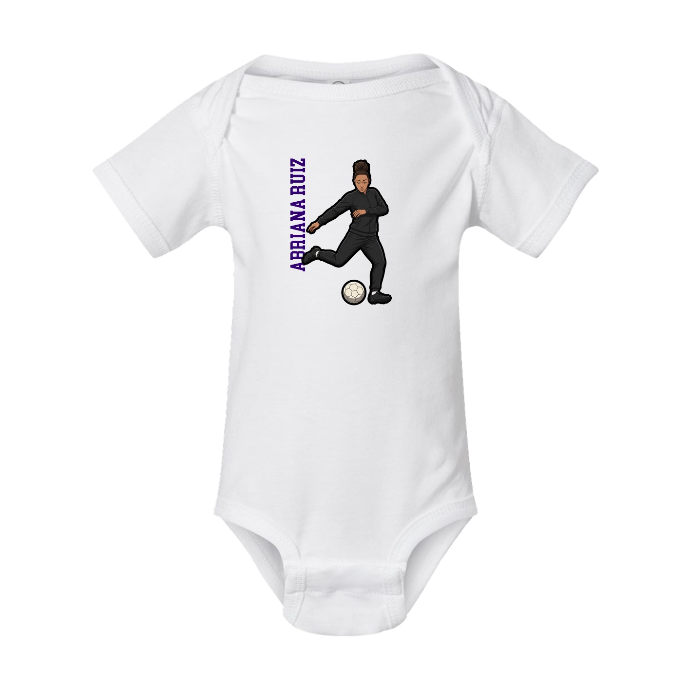 Baby Onesie — Name Vertical in White