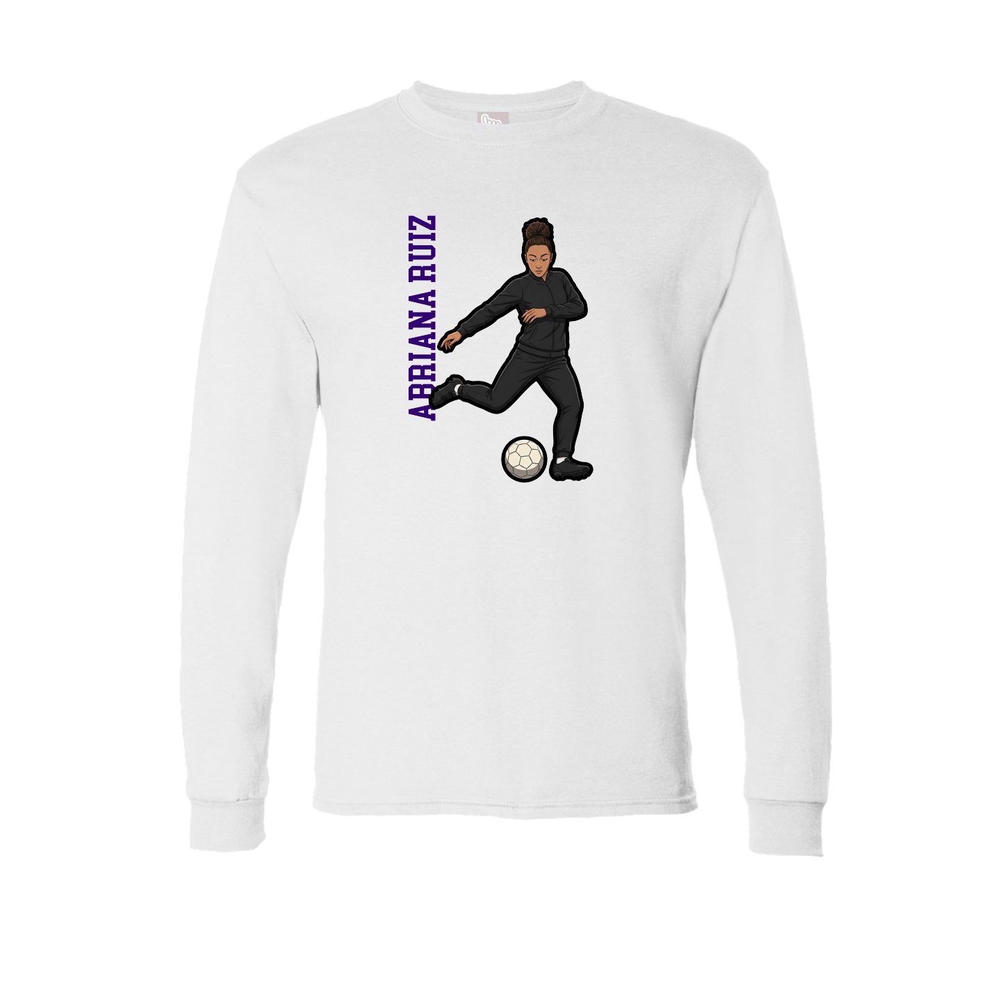 Long Sleeve Tee — Name Vertical in White