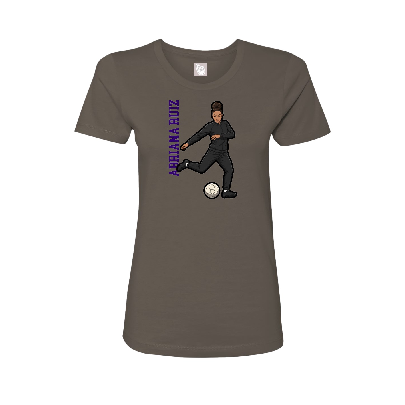 Womens Tee — Name Vertical in Grey