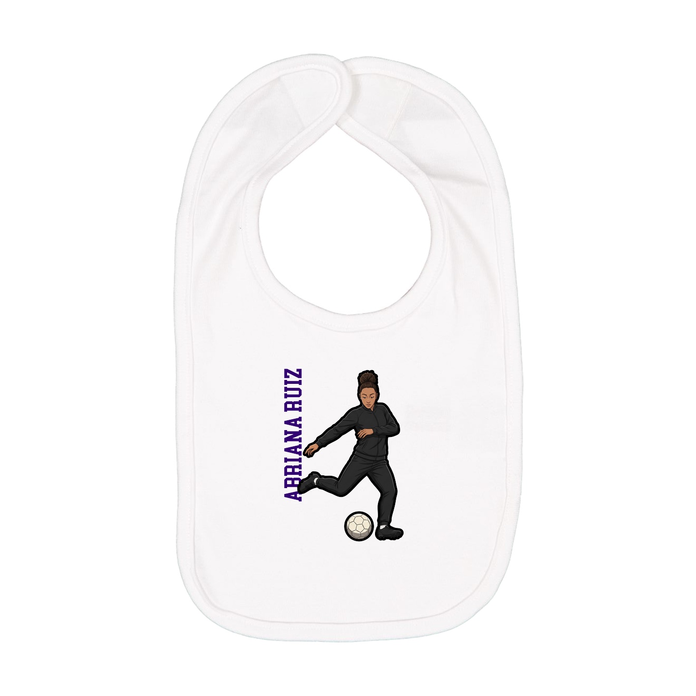 Infant Bib — Name Vertical in White