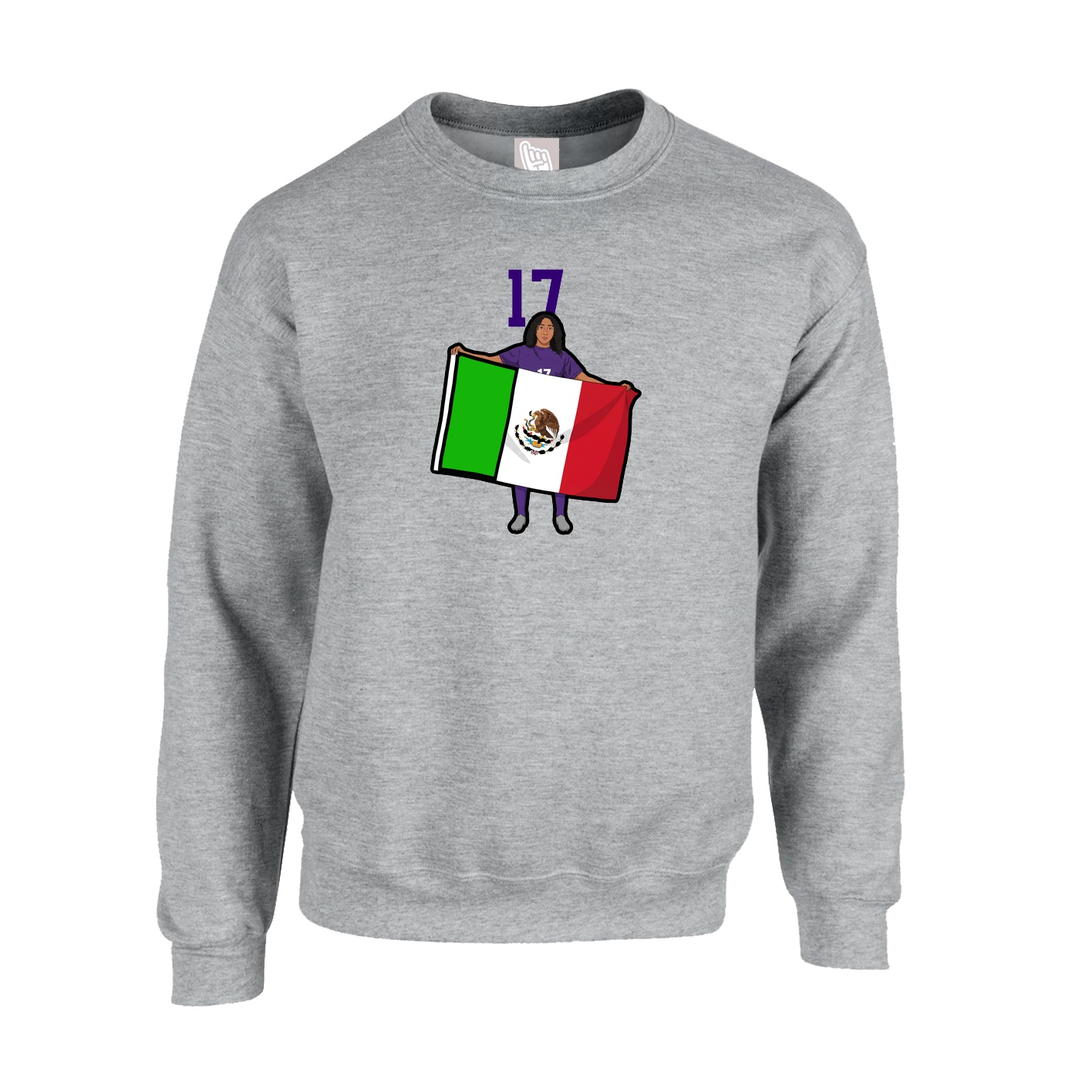 Fleece Crew — Number Top in Grey
