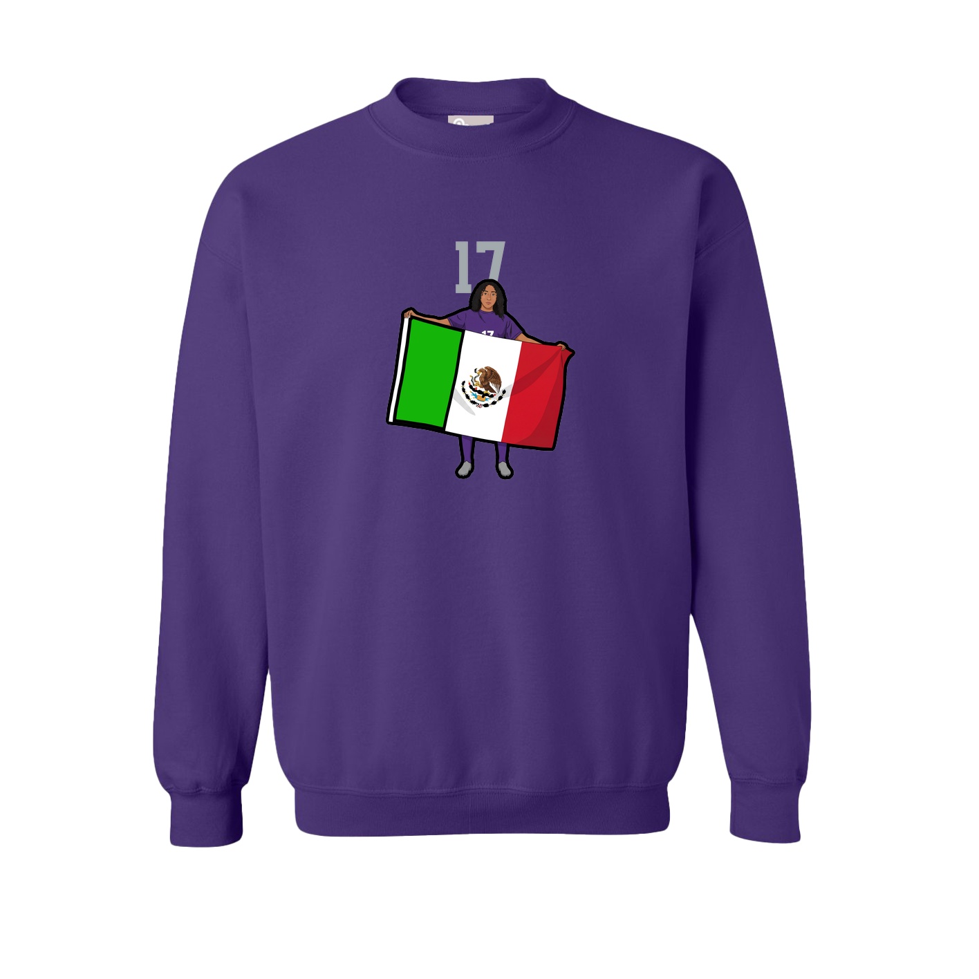 Fleece Crew — Number Top in Purple