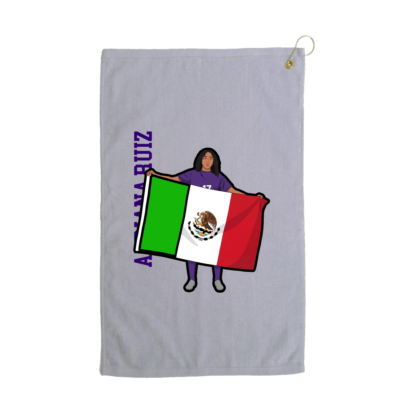 Golf Towel — Name Vertical in Grey