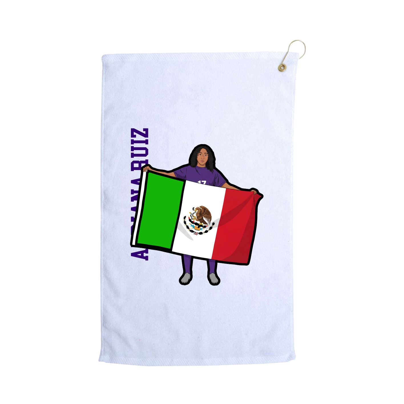 Golf Towel — Name Vertical in White