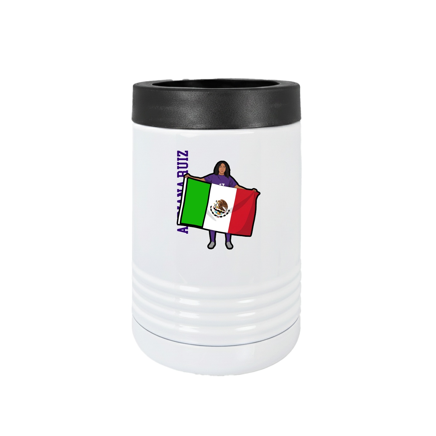 Beverage Holder — Name Vertical in White