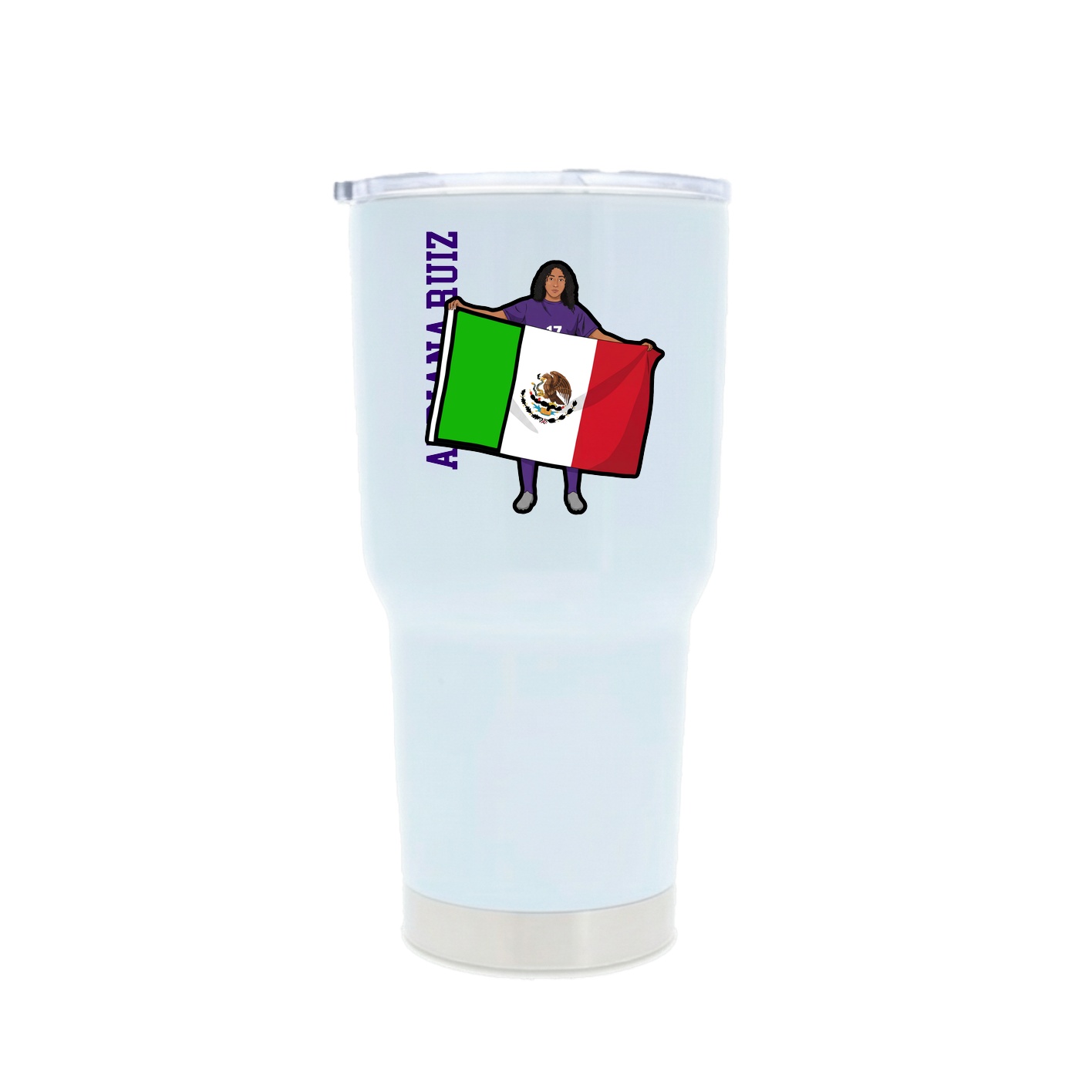 30oz Stainless Steel Tumbler — Name Vertical in White