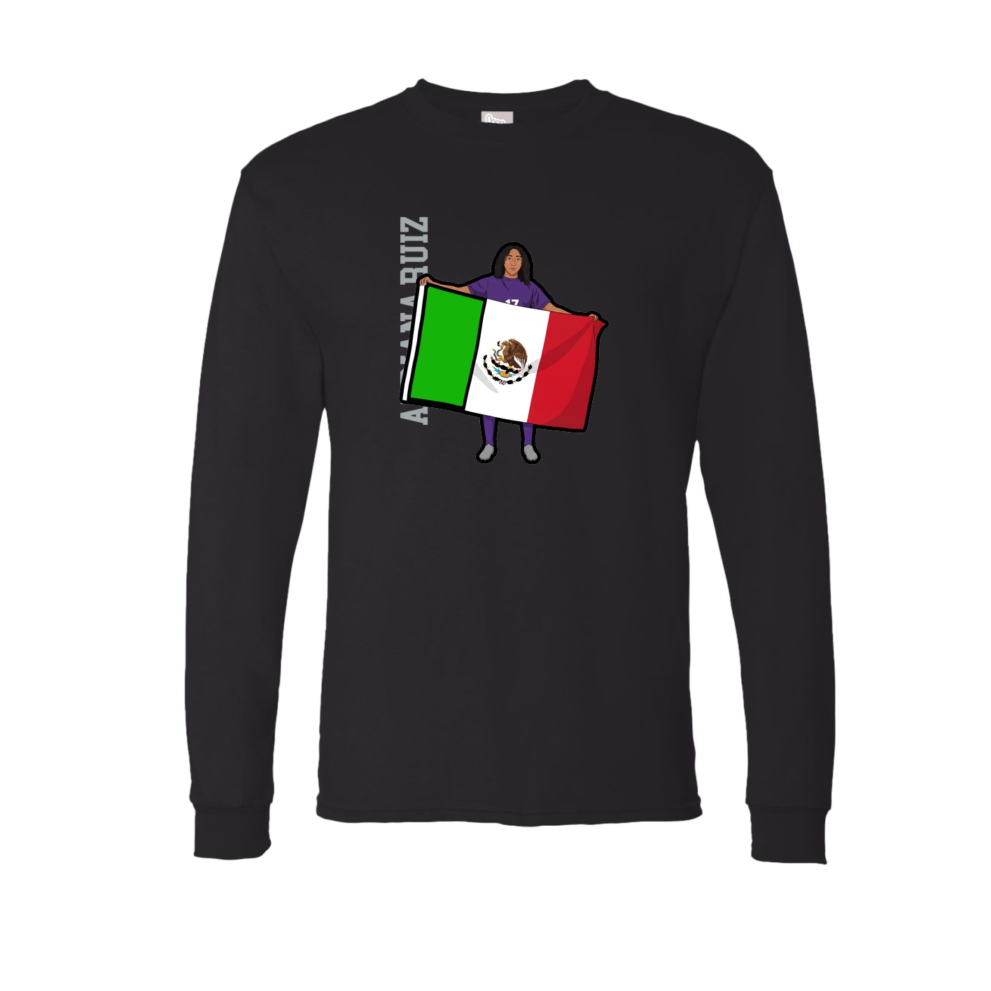 Long Sleeve Tee — Name Vertical in Black