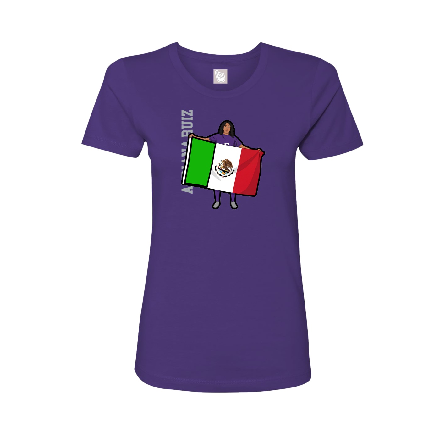 Womens Tee — Name Vertical in Purple