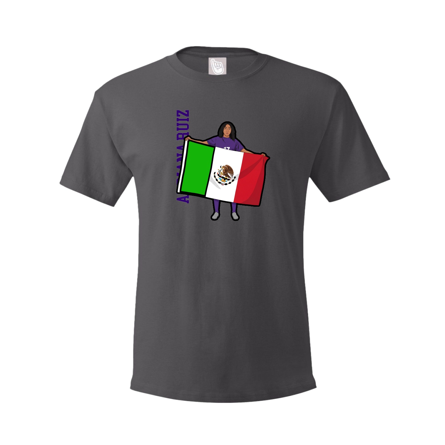 Youth Tee — Name Vertical in Grey
