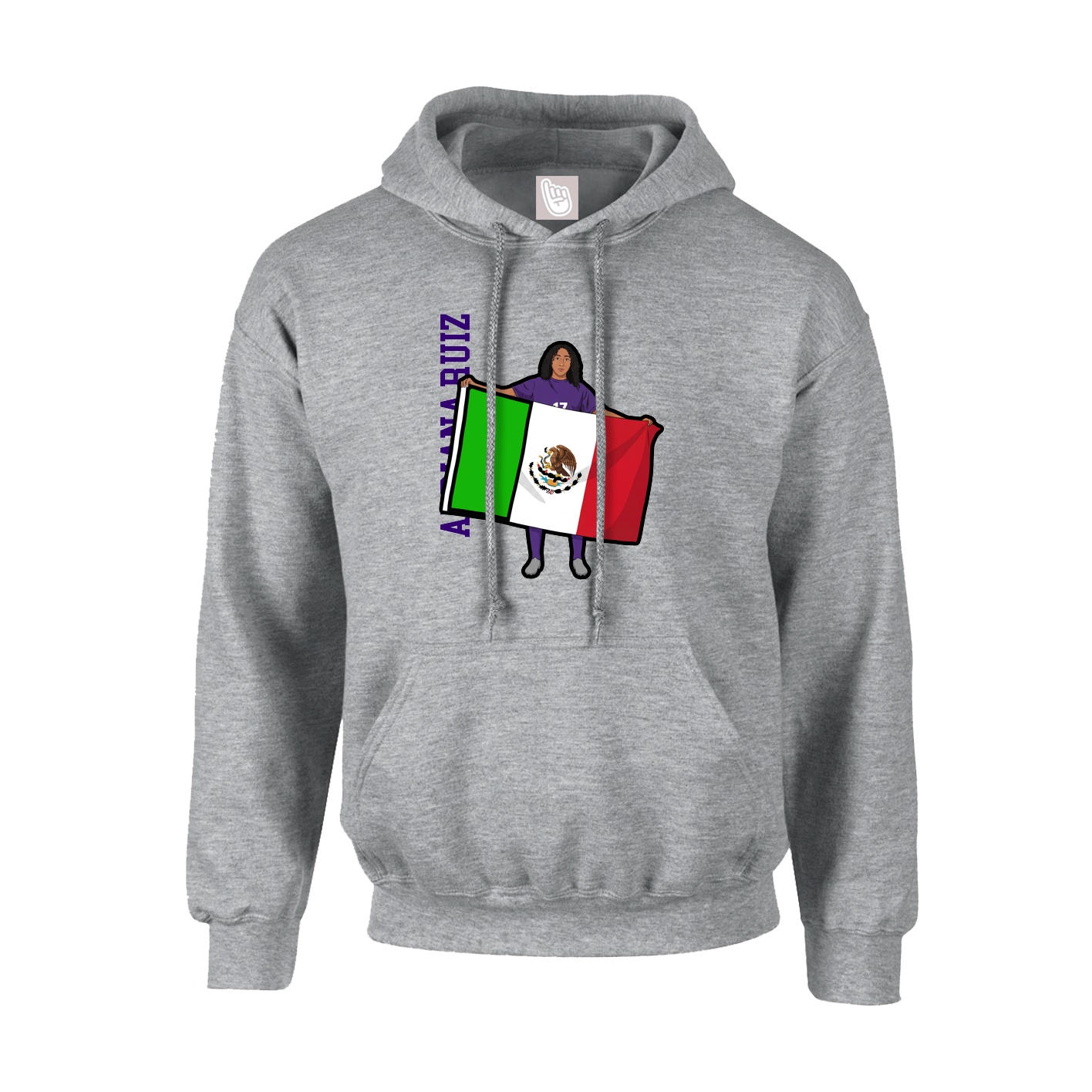 Hoodie — Name Vertical in Grey