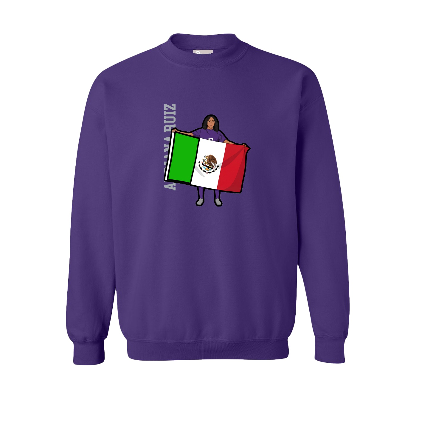 Fleece Crew — Name Vertical in Purple