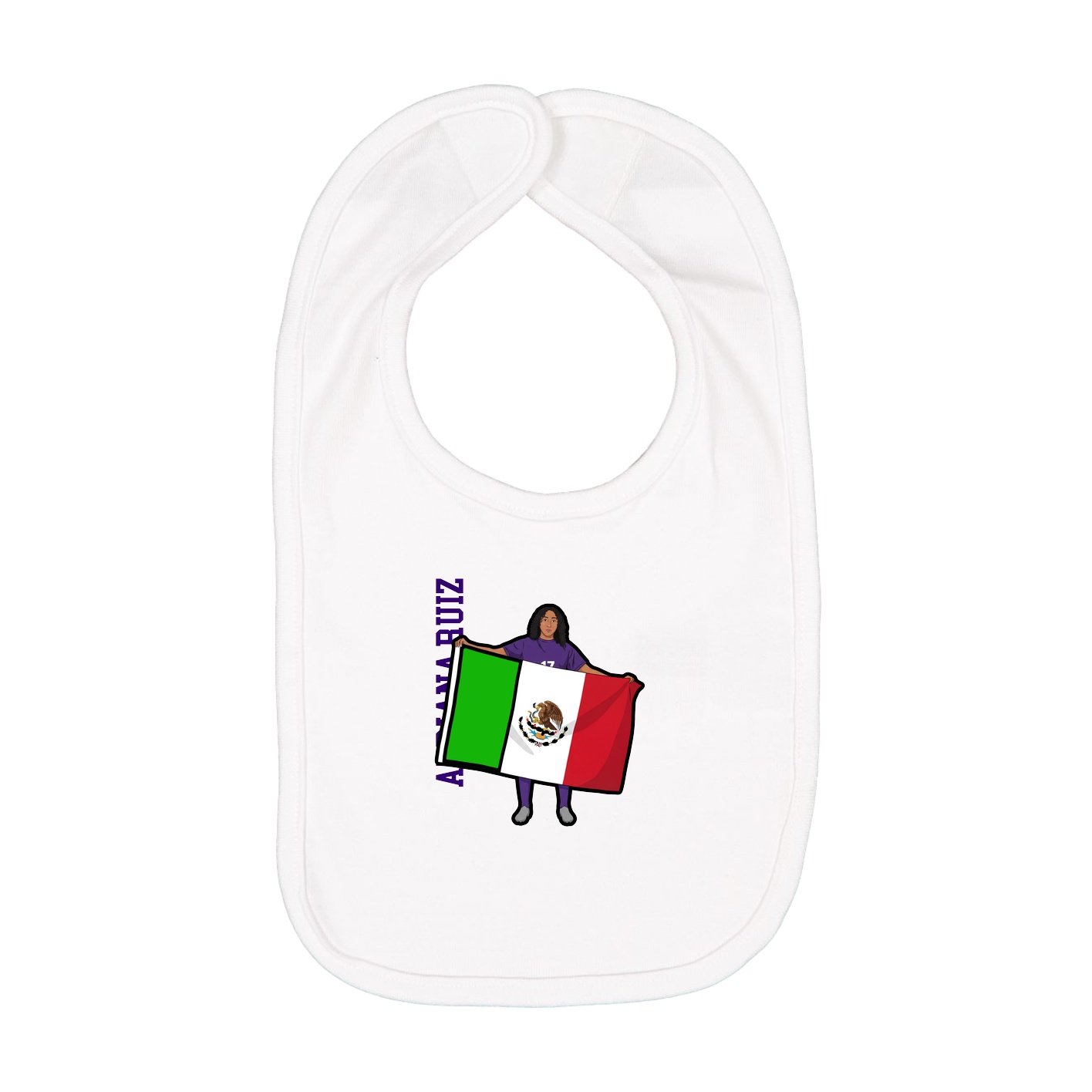 Infant Bib — Name Vertical in White