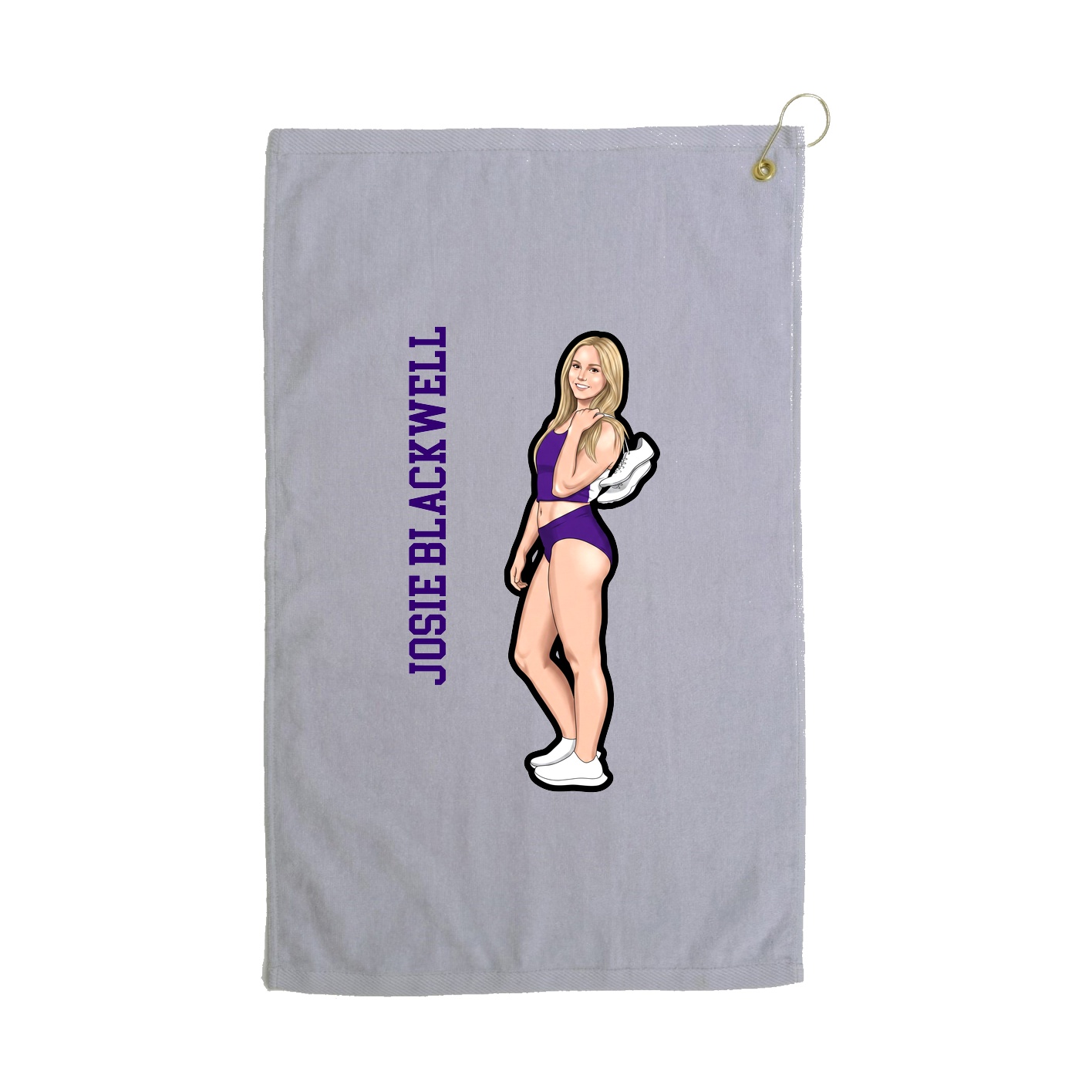 Golf Towel — Name Vertical in Grey