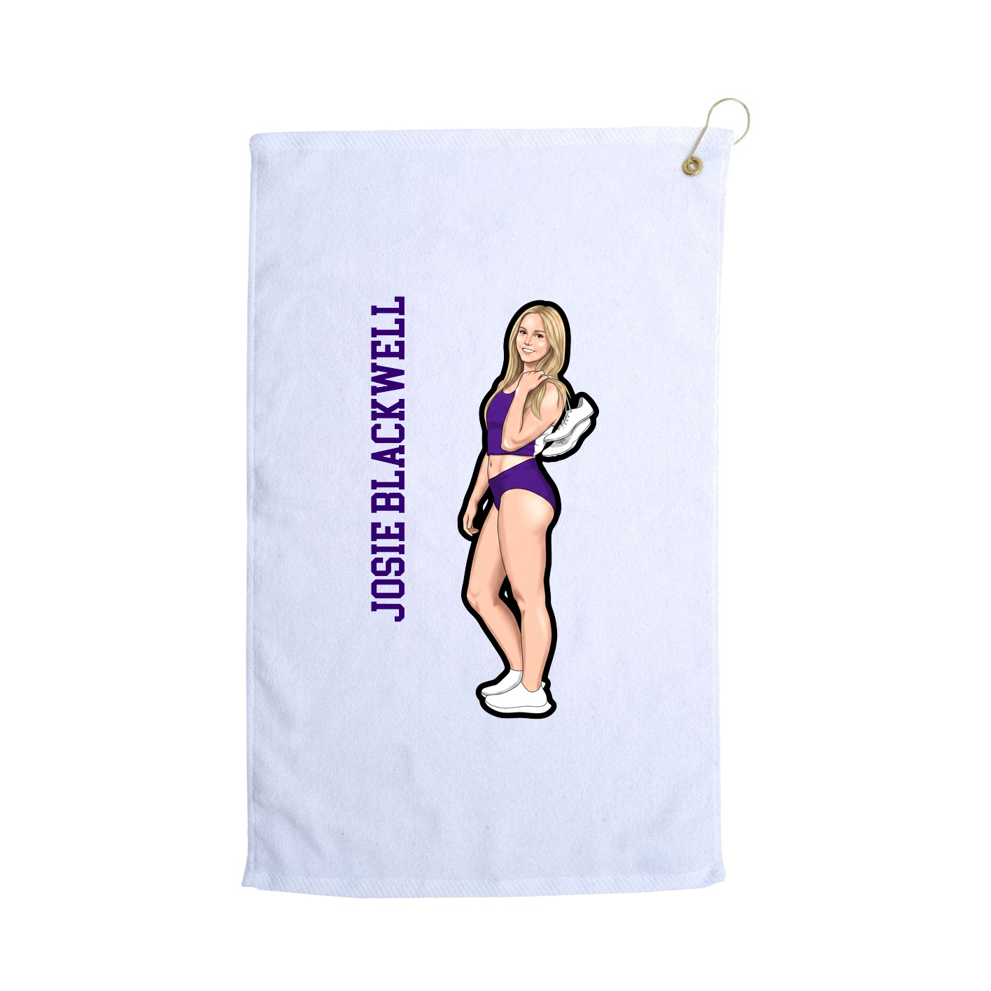 Golf Towel — Name Vertical in White