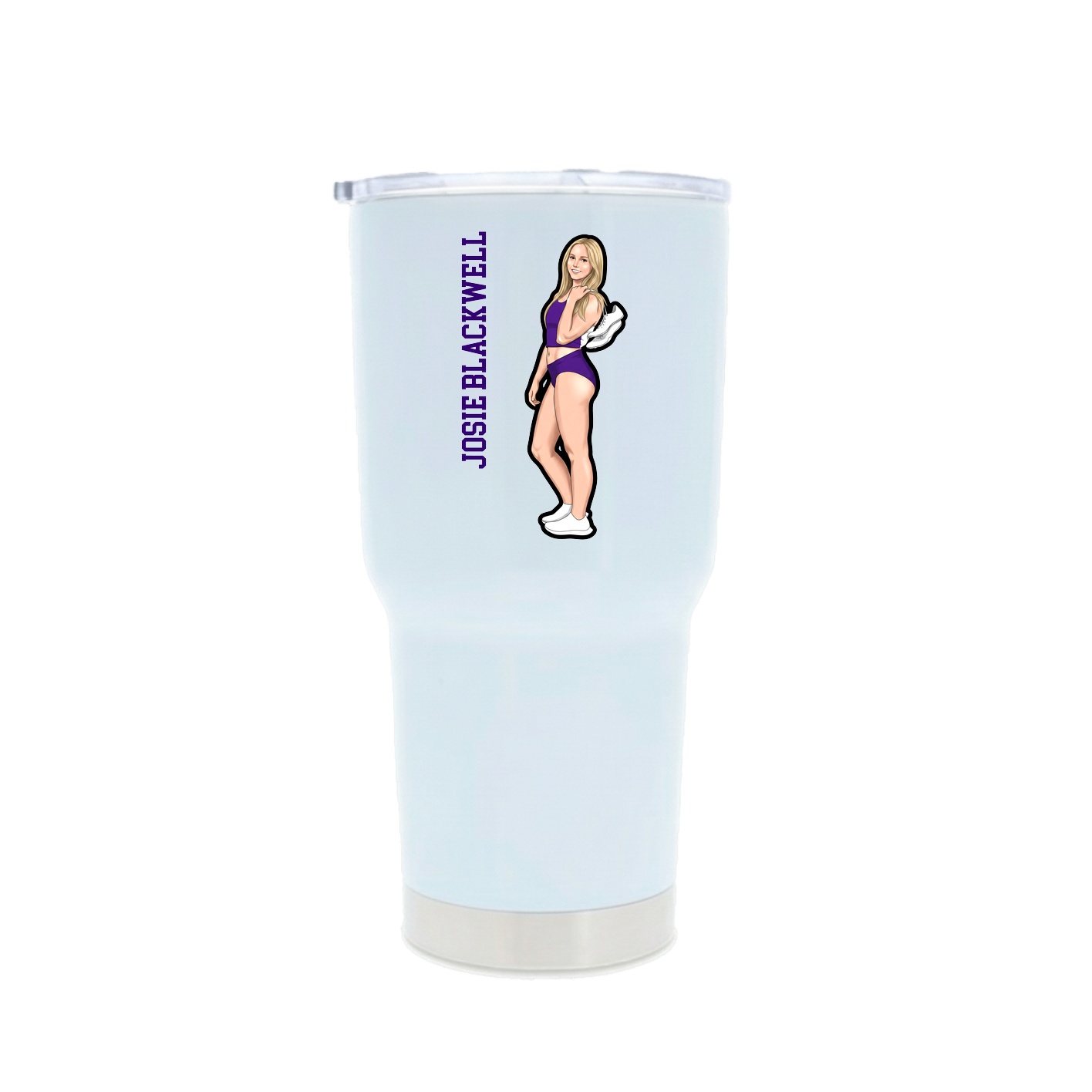 30oz Stainless Steel Tumbler — Name Vertical in White