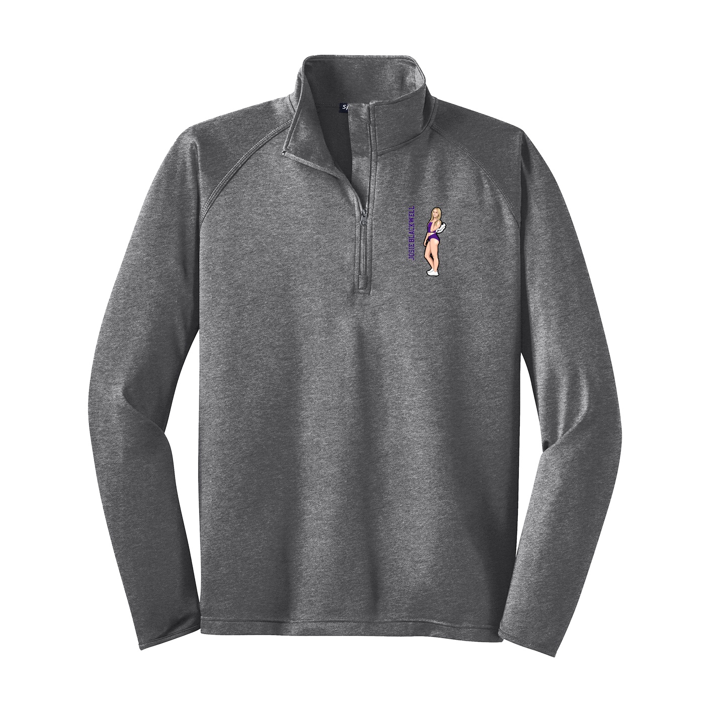 Q-Zip Pullover — Name Vertical in Grey