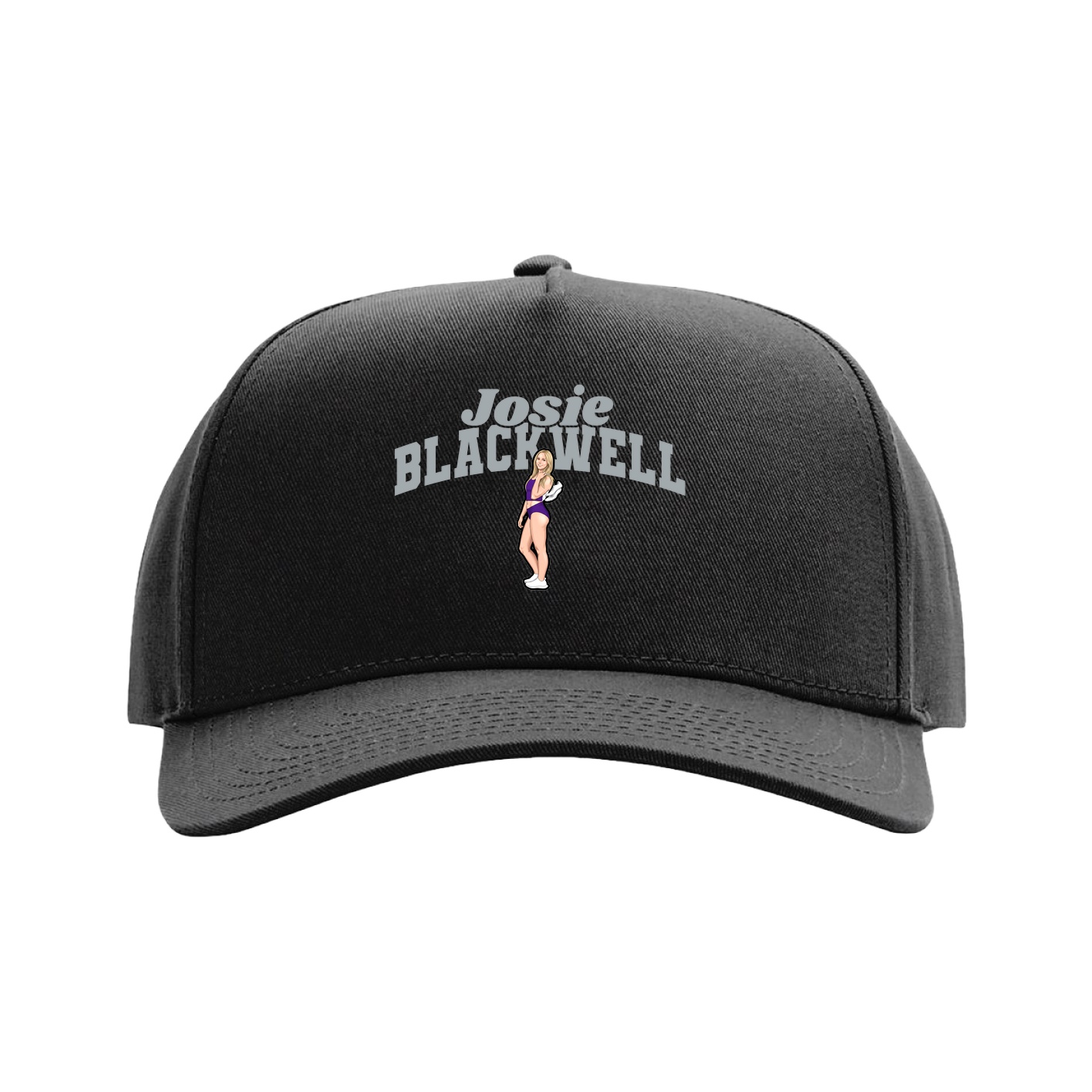Full Fabric Five-Panel Champ Cap — Signature Arch in Black