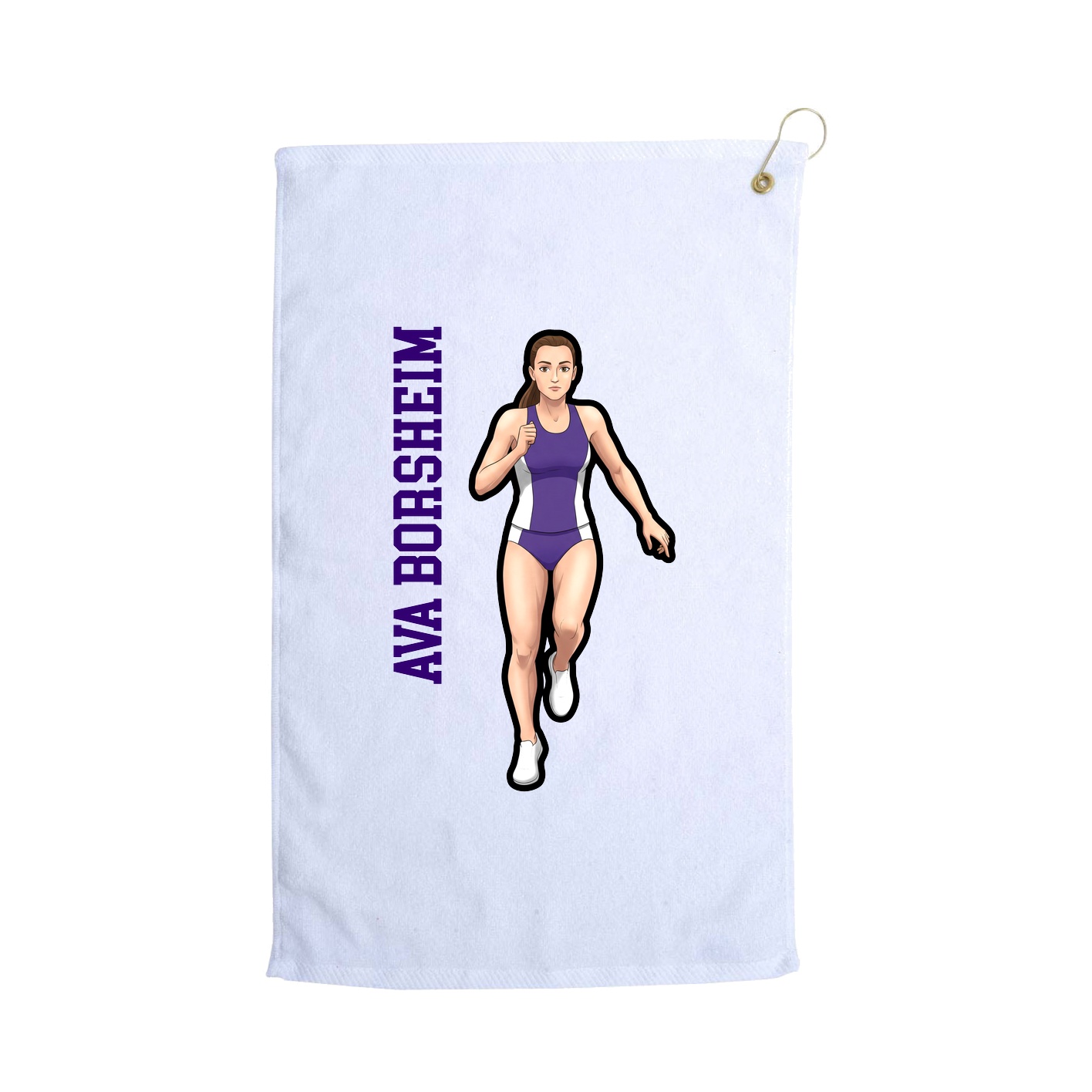 Golf Towel — Name Vertical in White
