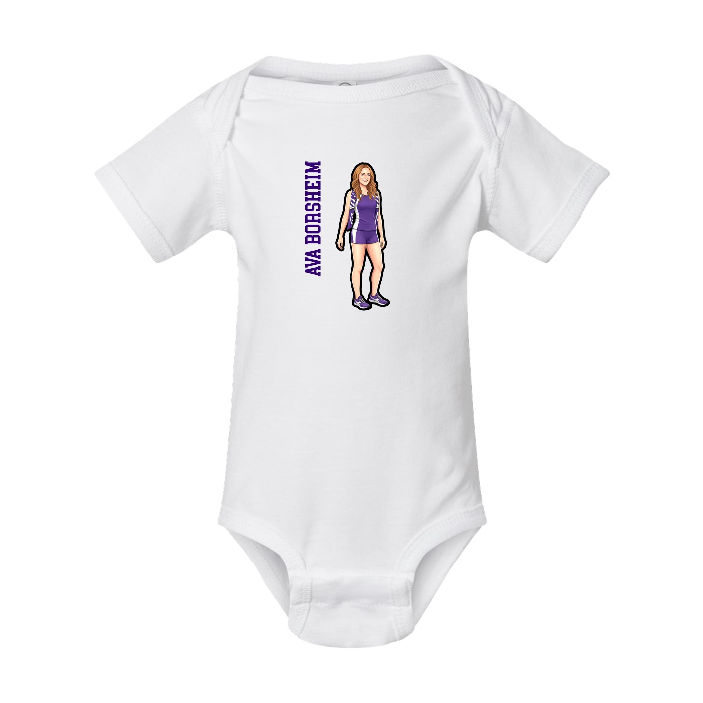 Baby Onesie — Name Vertical in White