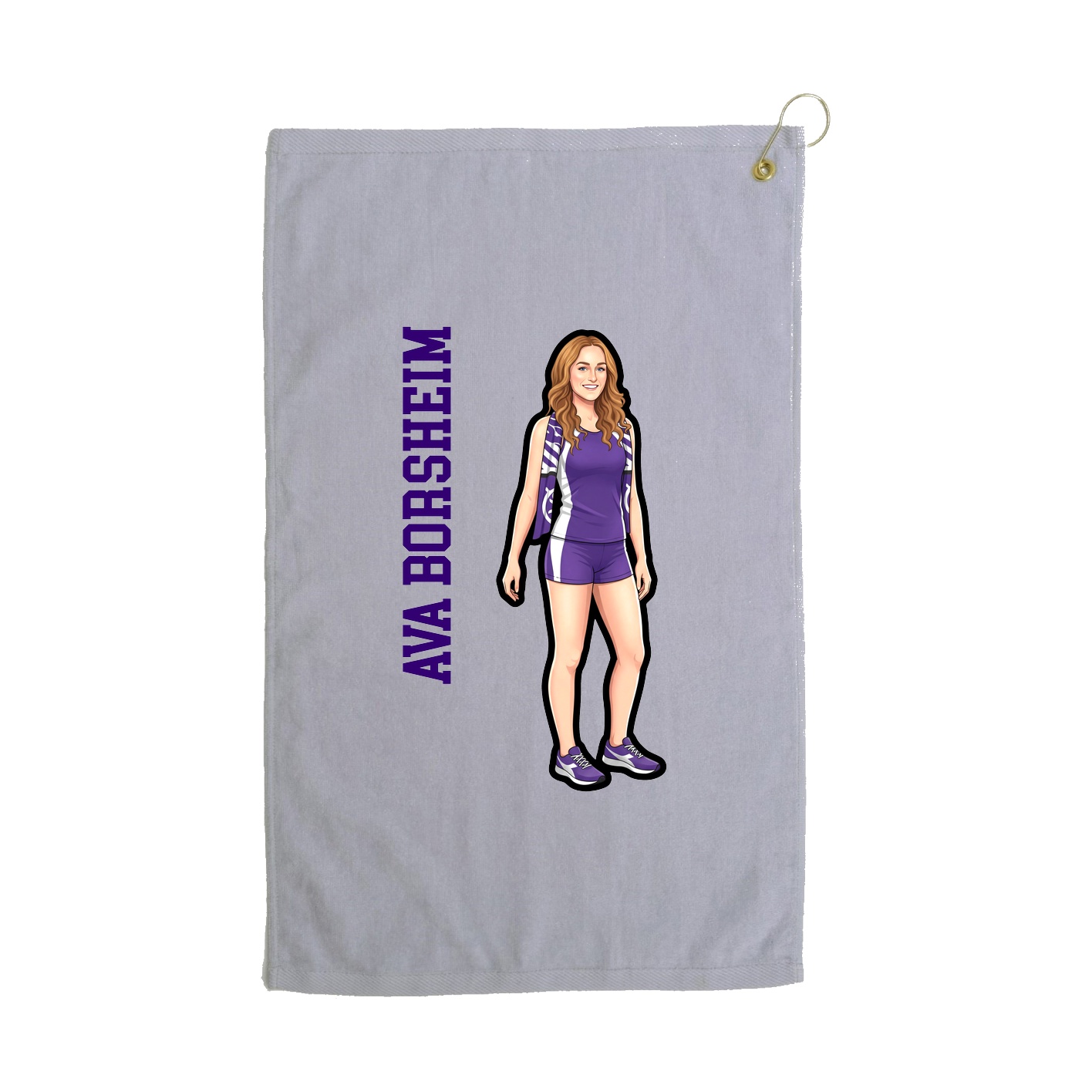 Golf Towel — Name Vertical in Grey