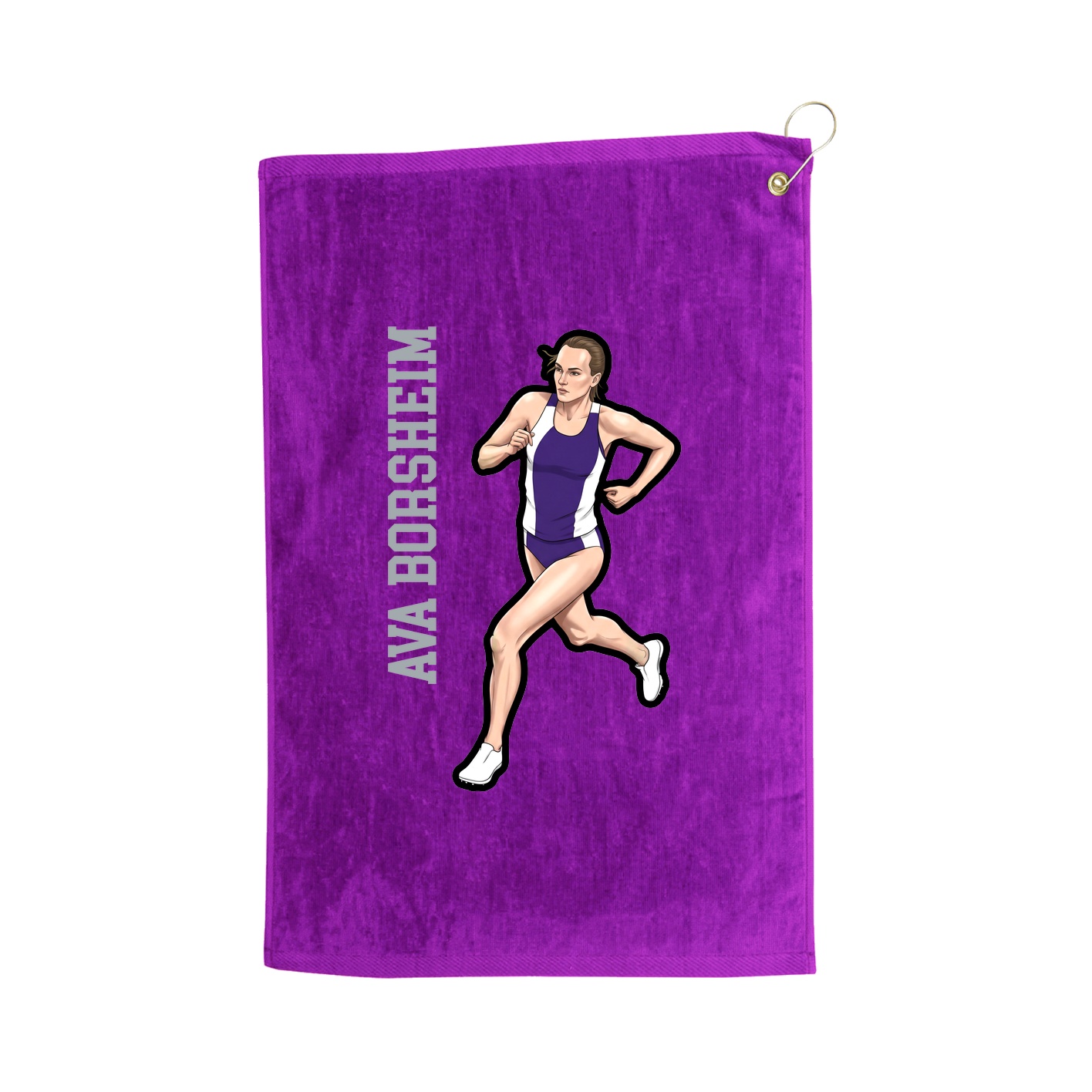 Golf Towel — Name Vertical in Purple